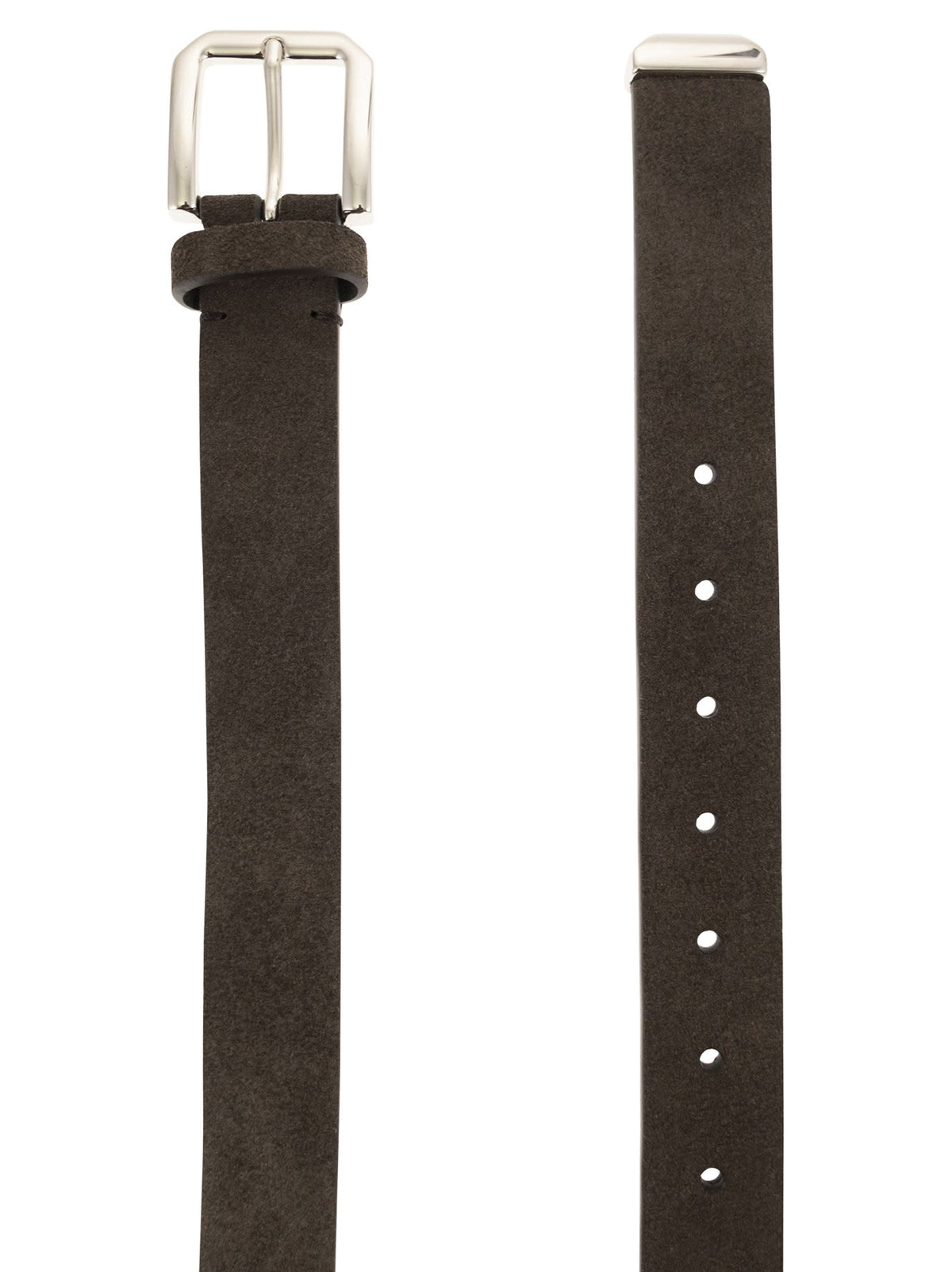 Brunello Cucinelli Men Inverted Leather Belt With Square Buckle And Toecap BRUNELLO CUCINELLI