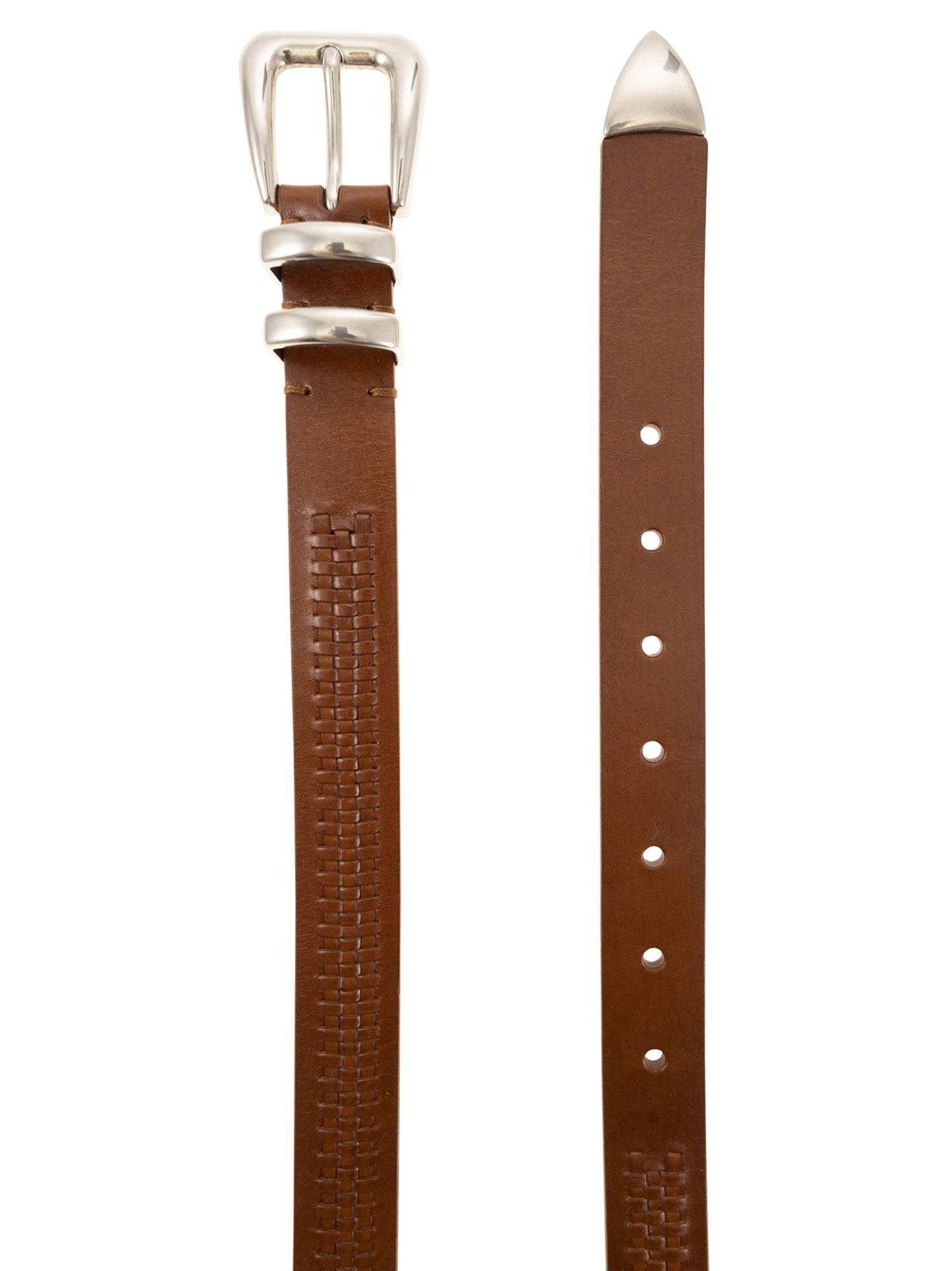 Brunello Cucinelli Men Calfskin Belt With Woven Decoration BRUNELLO CUCINELLI