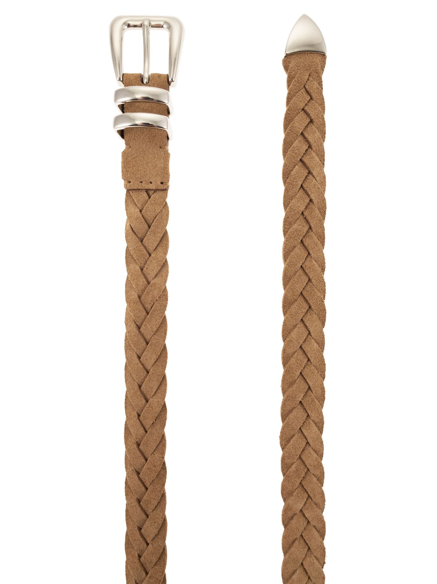 Brunello Cucinelli Men Reversed Calfskin Belt With Braided Tip BRUNELLO CUCINELLI