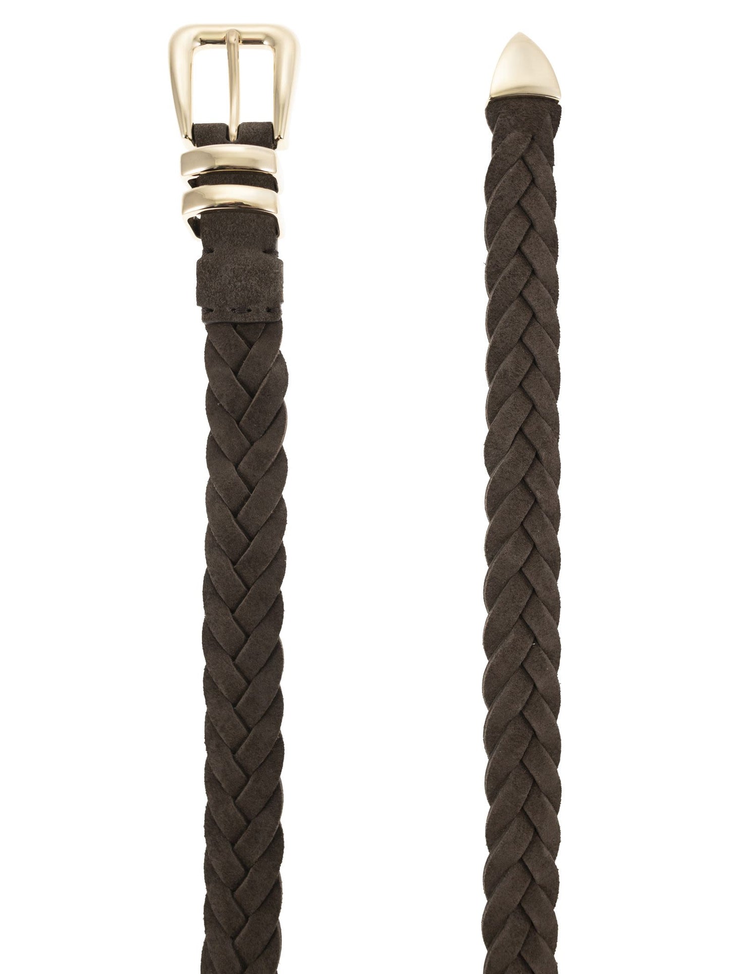 Brunello Cucinelli Men Reversed Calfskin Belt With Braided Tip BRUNELLO CUCINELLI