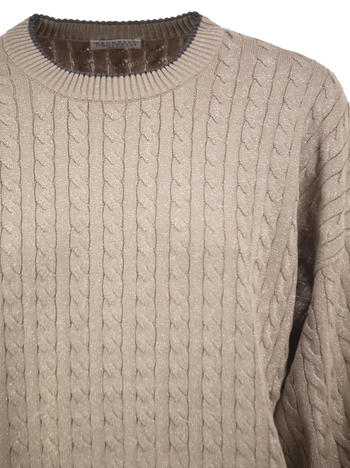 Brunello Cucinelli Women Cable-Knit Crew Neck Jumper With Shimmering Yarn BRUNELLO CUCINELLI