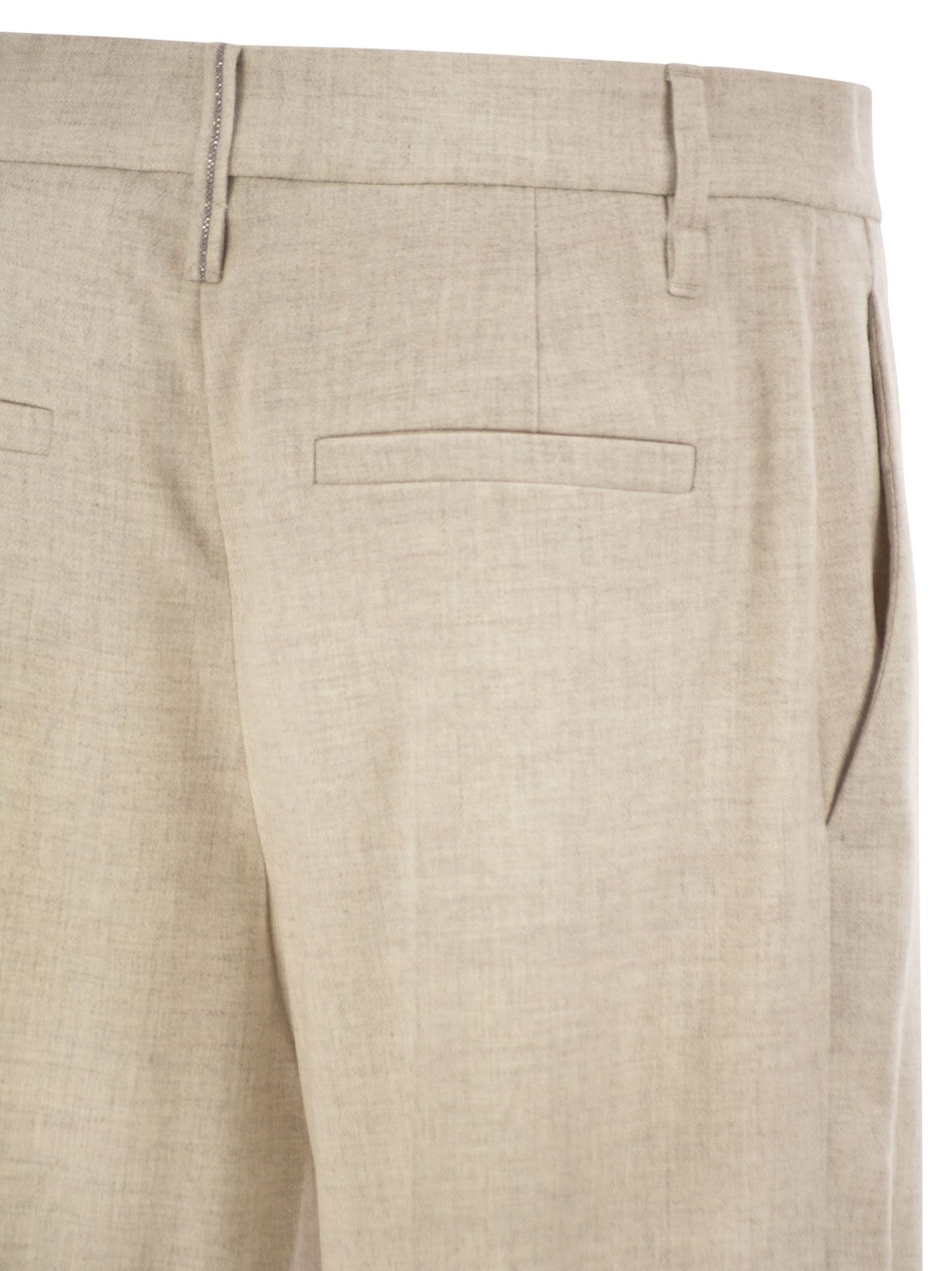 Brunello Cucinelli Women Virgin Wool And Cashmere Tailored Trousers With Turn-Up Hem BRUNELLO CUCINELLI