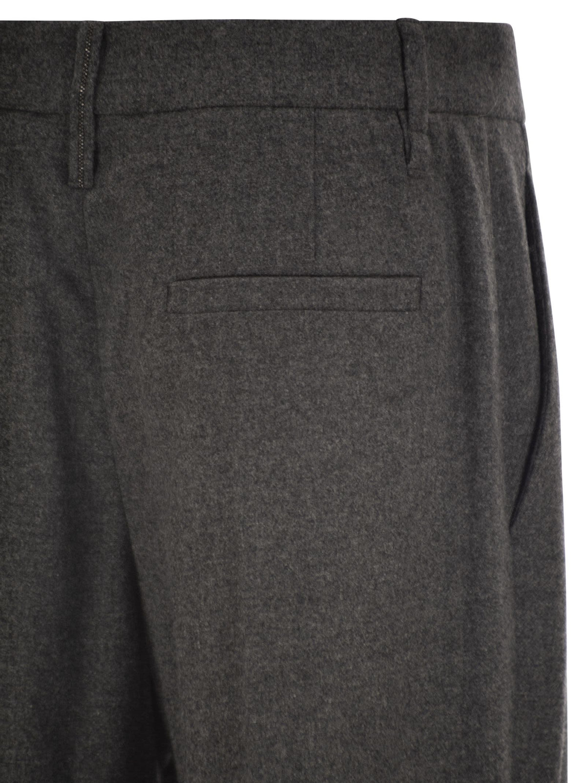 Brunello Cucinelli Women Virgin Wool And Cashmere Tailored Trousers With Turn-Up Hem BRUNELLO CUCINELLI