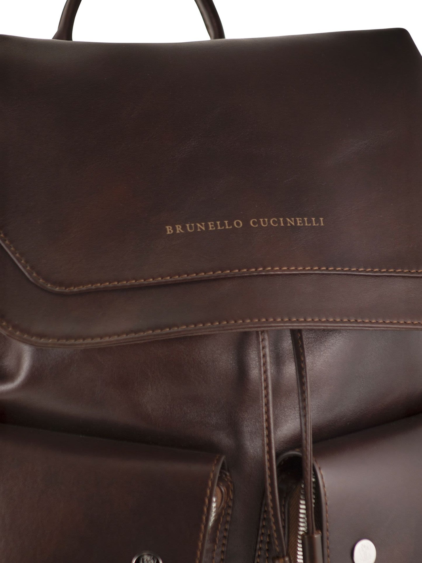 Brunello Cucinelli Men Leather Backpack With Utility Pockets BRUNELLO CUCINELLI