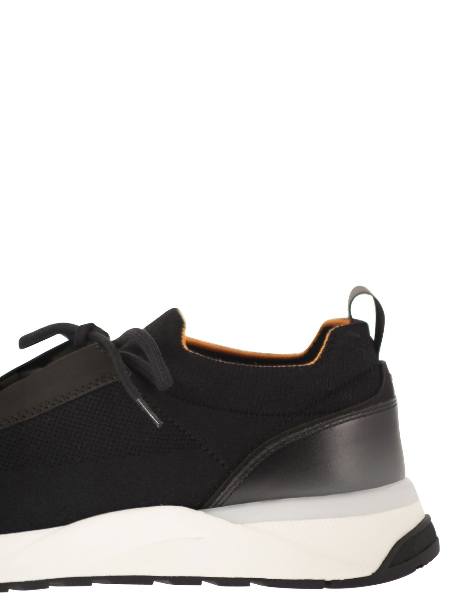 Santoni Men Textile And Leather Trainers With Raised Sole SANTONI
