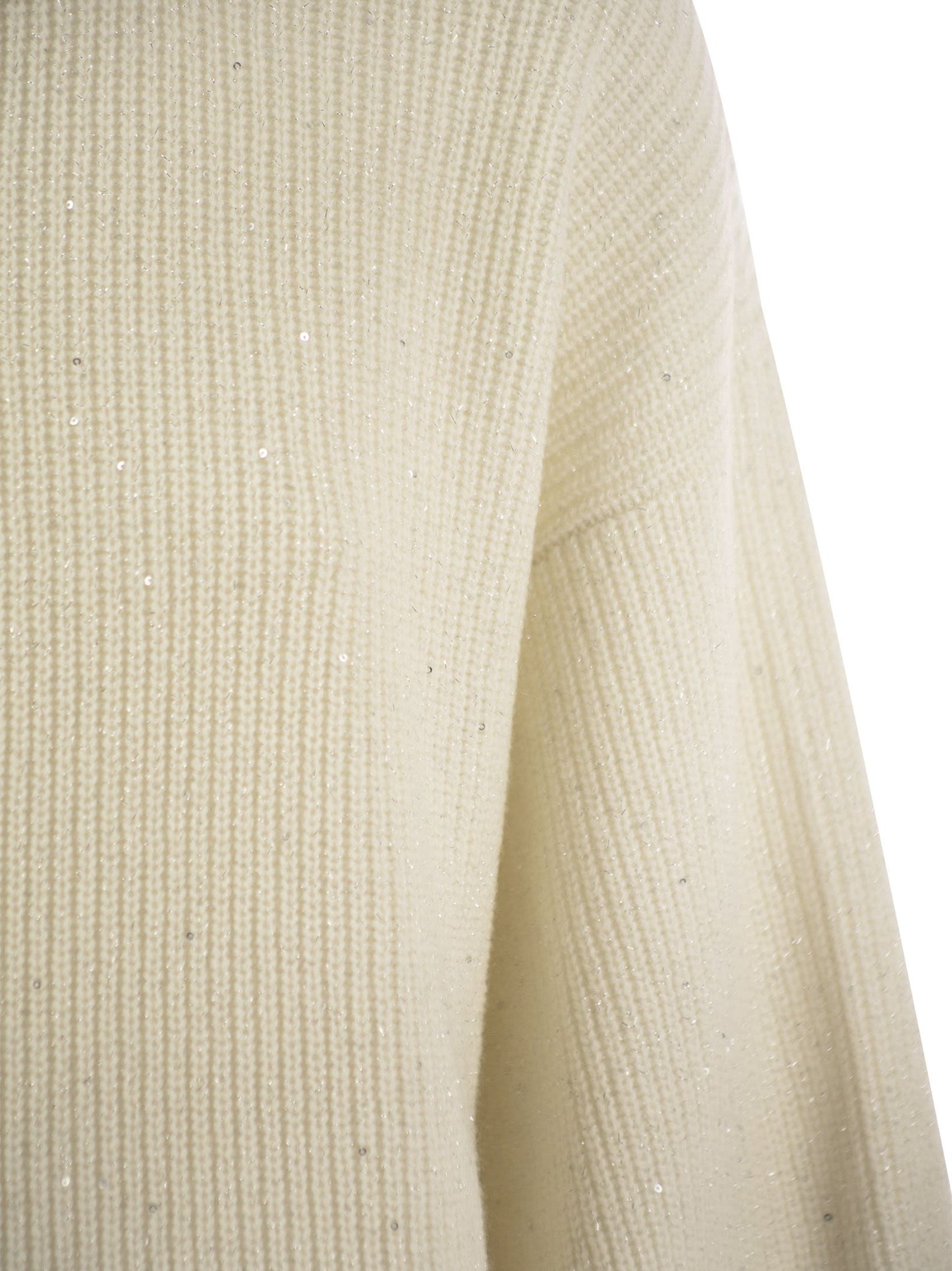 Brunello Cucinelli Women Wool And Cashmere Rib Sweater With Sequins BRUNELLO CUCINELLI