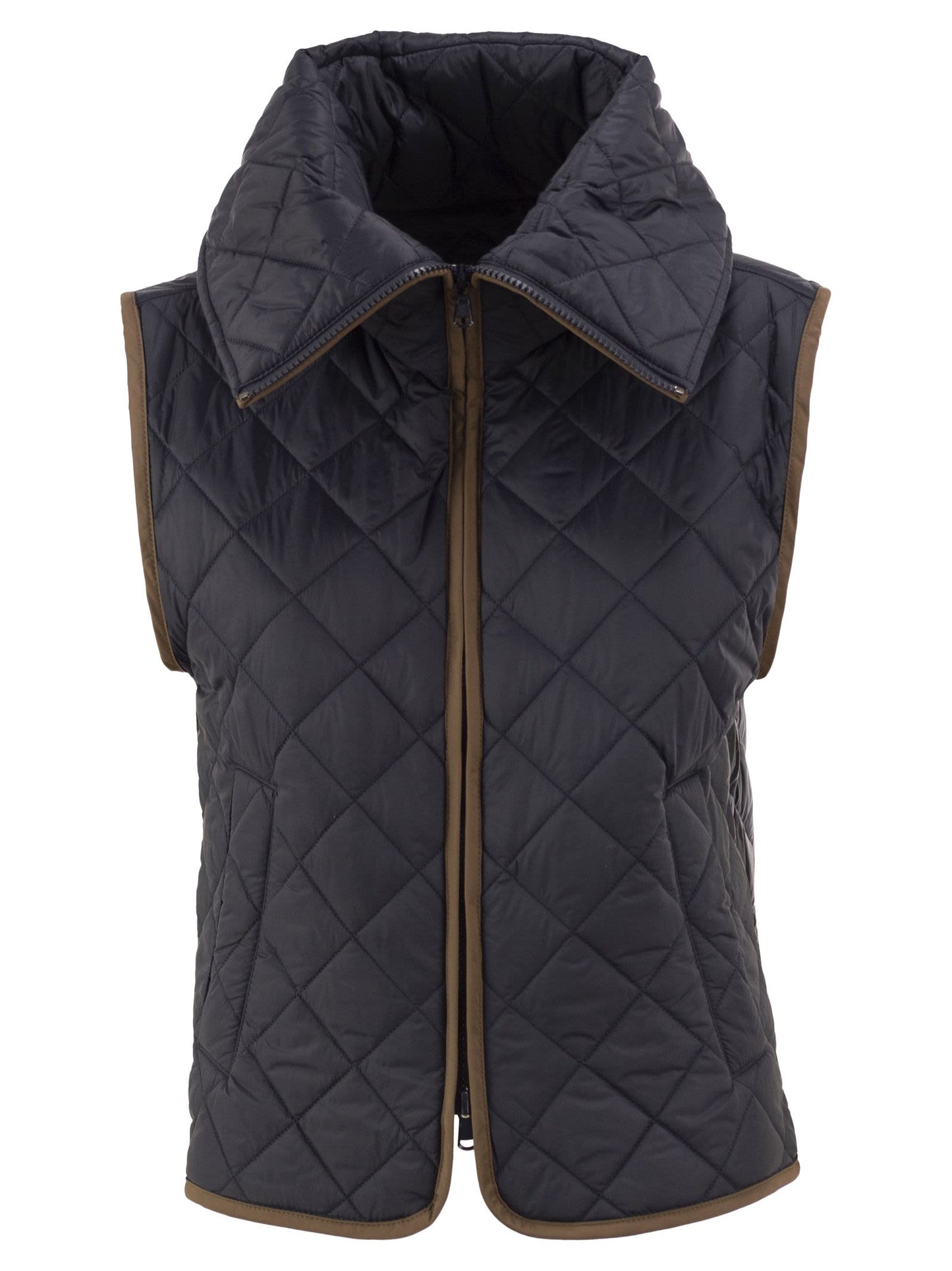 Brunello Cucinelli Women Wool And Cashmere Hooded Jacket With Detachable Quilted Bib