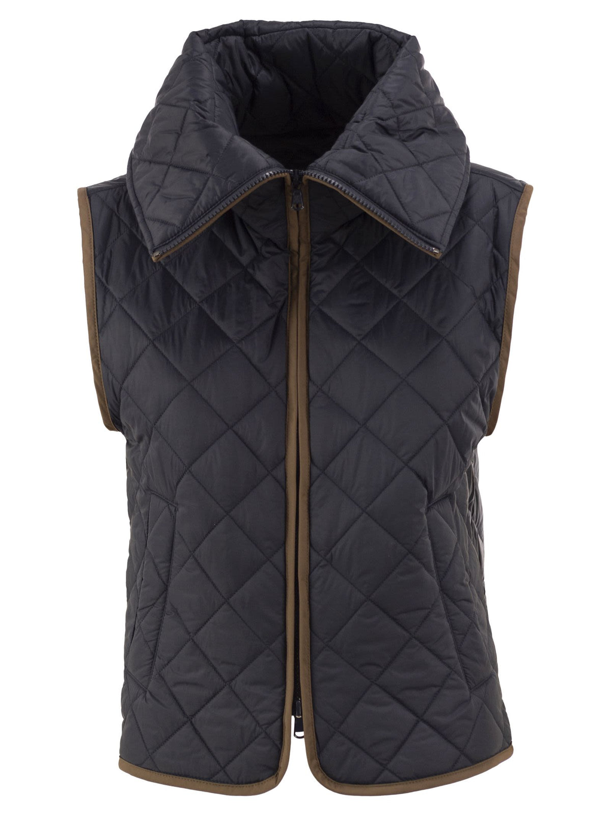 Brunello Cucinelli Women Wool And Cashmere Hooded Jacket With Detachable Quilted Bib BRUNELLO CUCINELLI