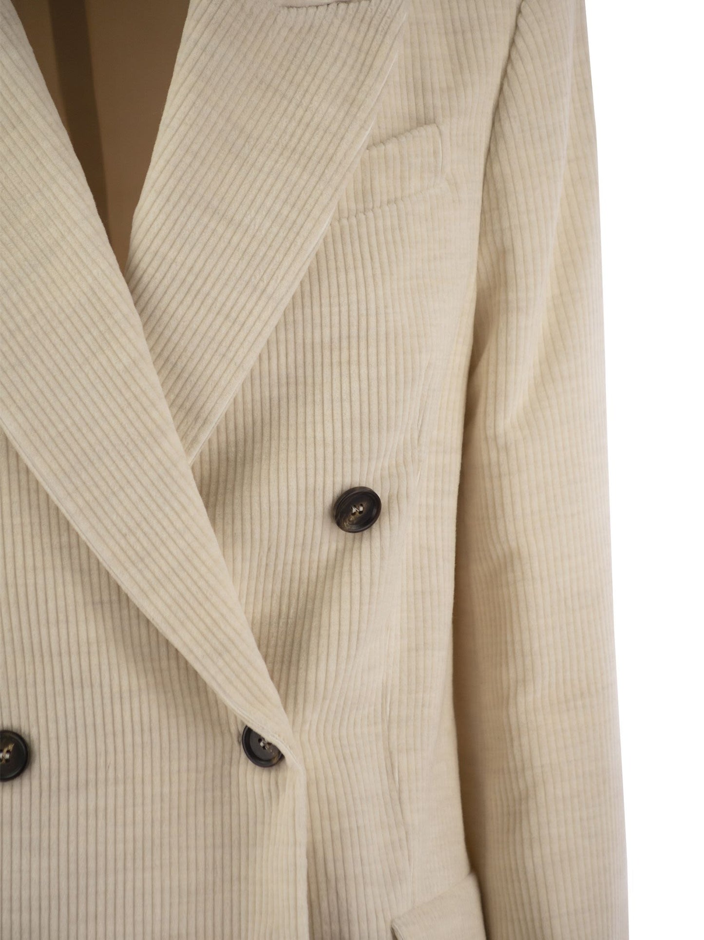 Brunello Cucinelli Women Viscose And Cotton Corduroy Jacket With Necklace BRUNELLO CUCINELLI