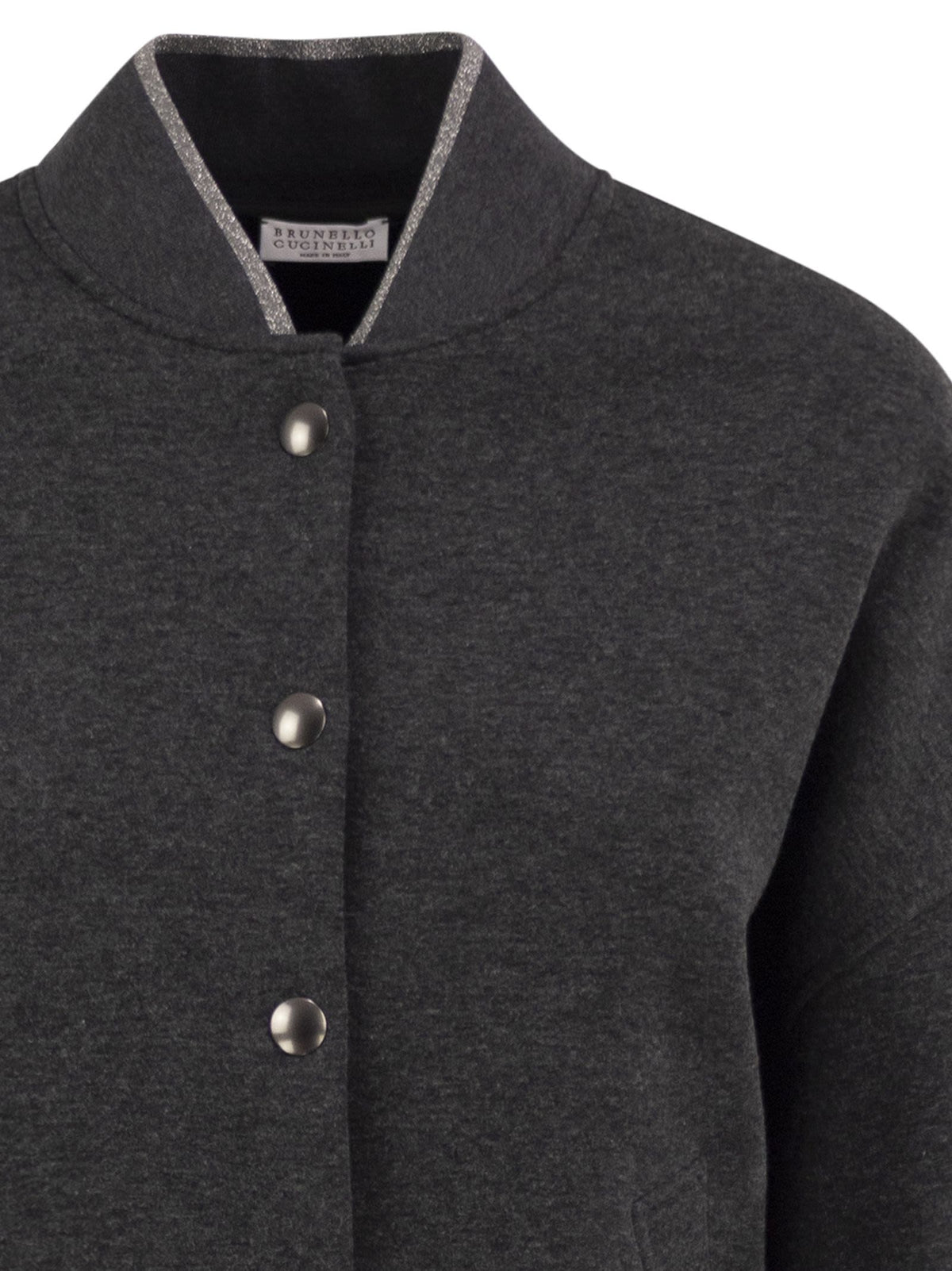 Brunello Cucinelli Women Technical Jersey Bomber With Luminous Knit Trims BRUNELLO CUCINELLI
