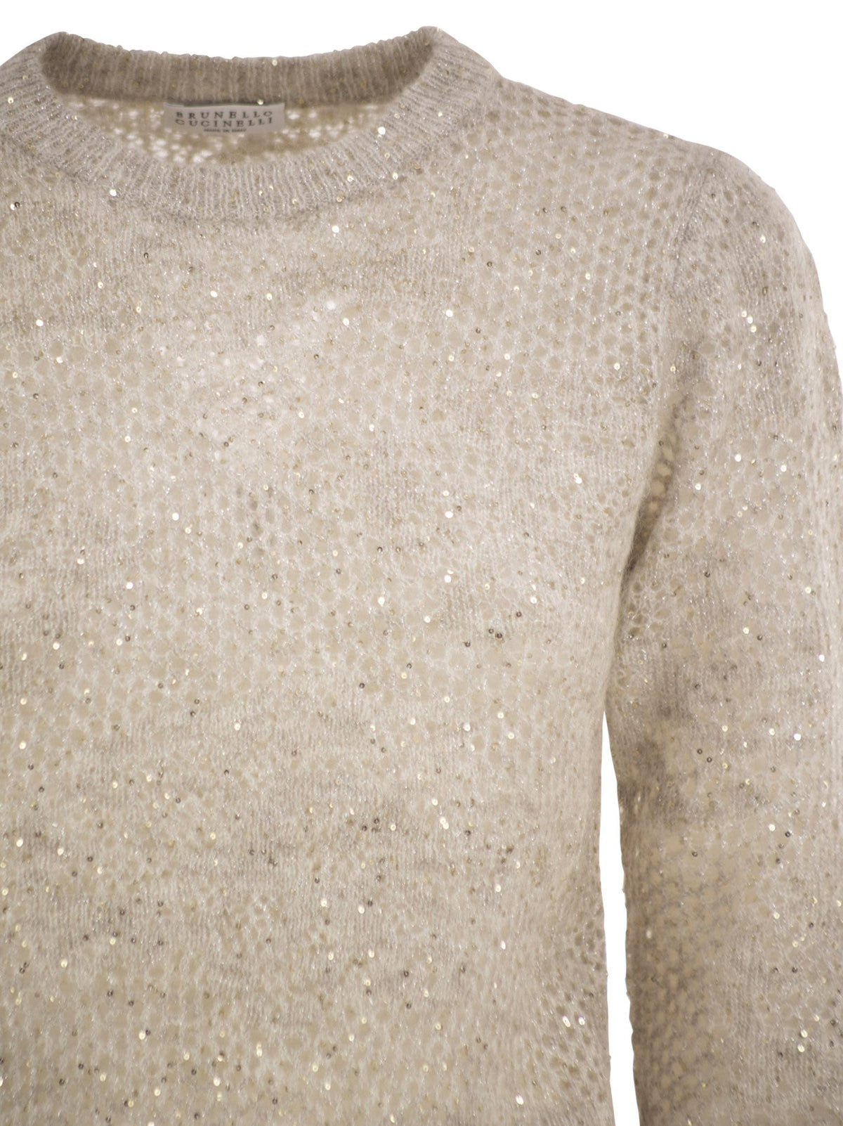 Brunello Cucinelli Women Crew-Neck Mohair And Wool-Blend Sweater With Sequins BRUNELLO CUCINELLI
