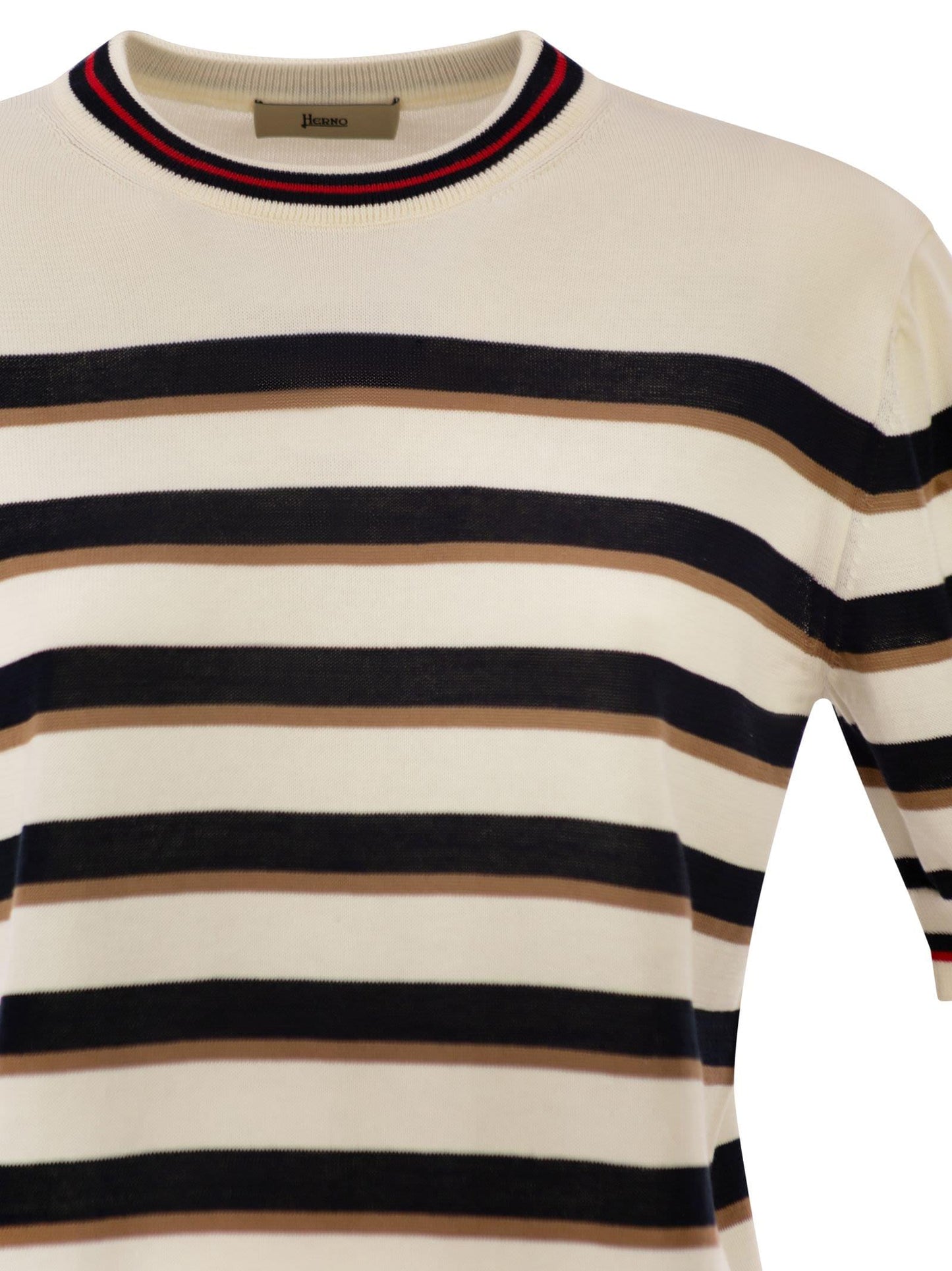 Herno Women Short-Sleeved Striped Cotton Jumper HERNO