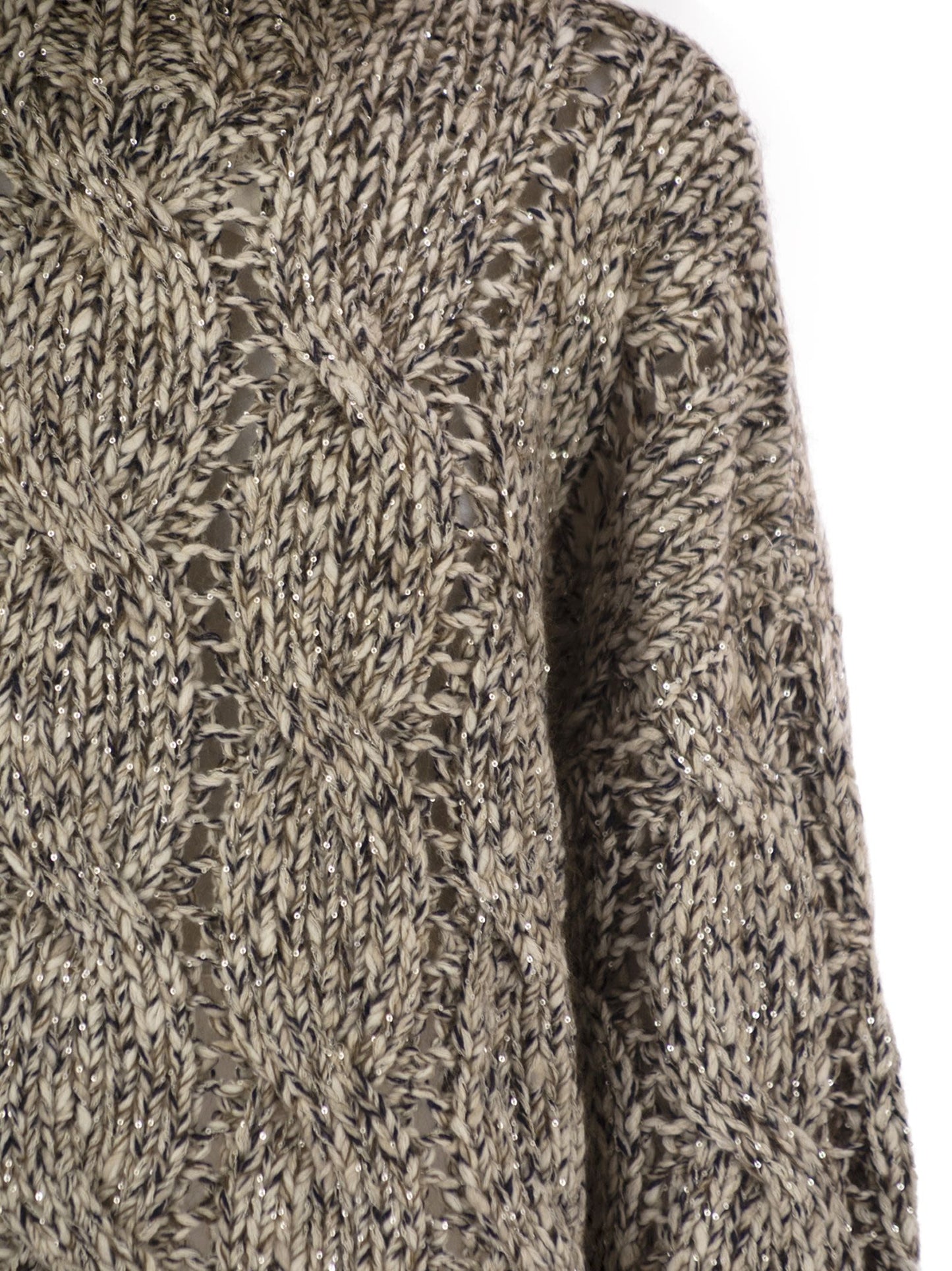 Brunello Cucinelli Women Soft Wool, Cashmere And Mohair Turtleneck Sweater With Braided Design BRUNELLO CUCINELLI
