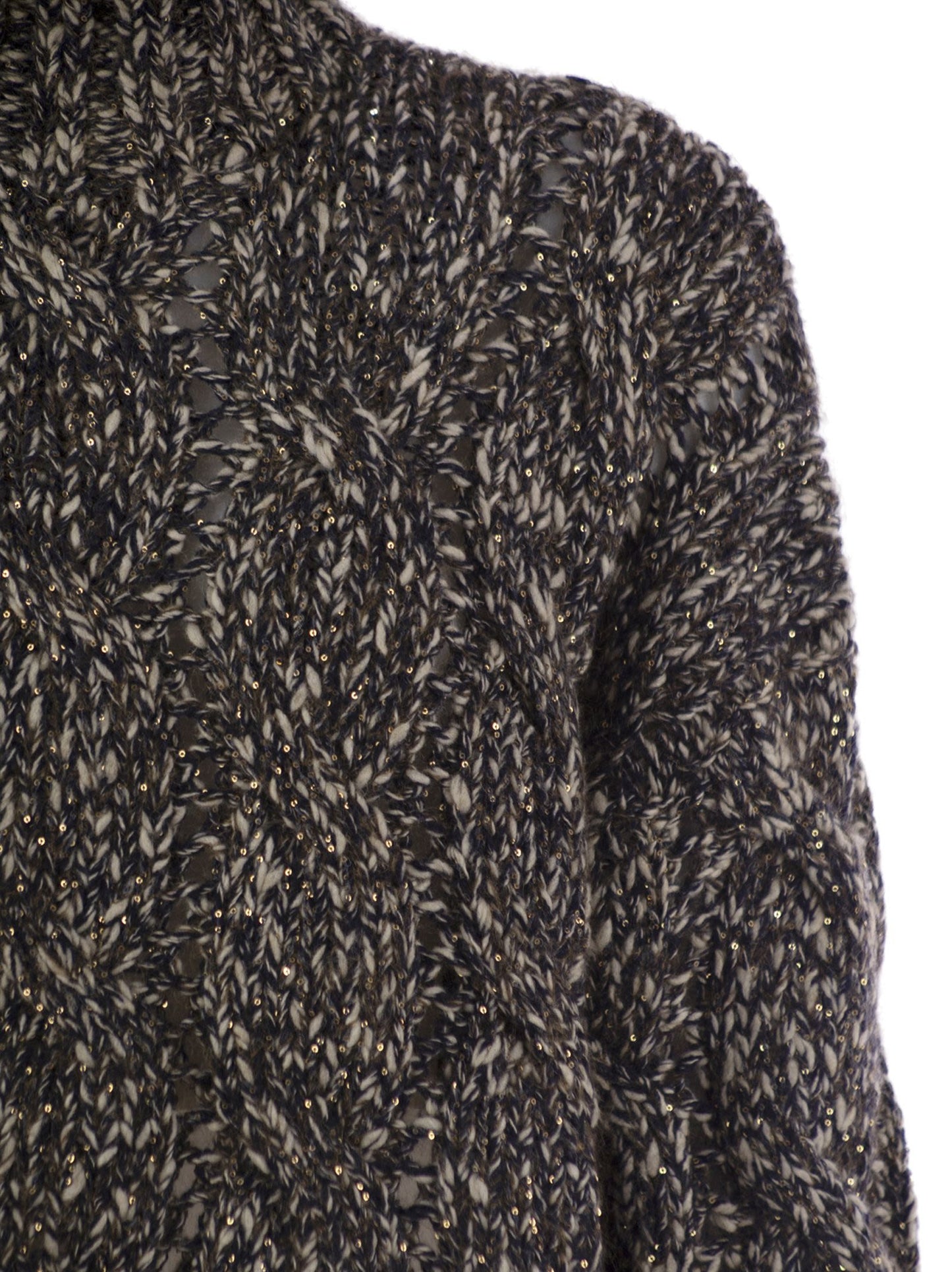 Brunello Cucinelli Women Soft Wool, Cashmere And Mohair Turtleneck Sweater With Braided Design BRUNELLO CUCINELLI