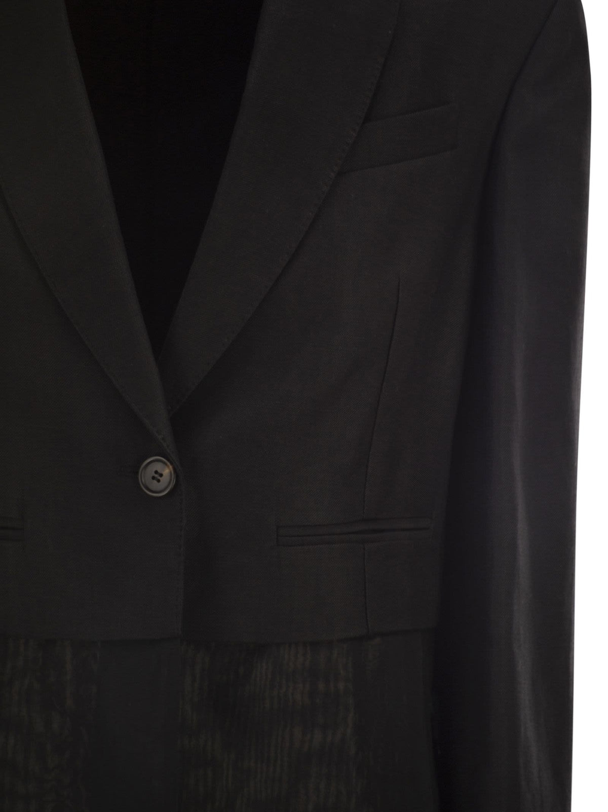 Brunello Cucinelli Women Women's Single-Breasted Viscose And Linen Jacket With Transparent Insert BRUNELLO CUCINELLI