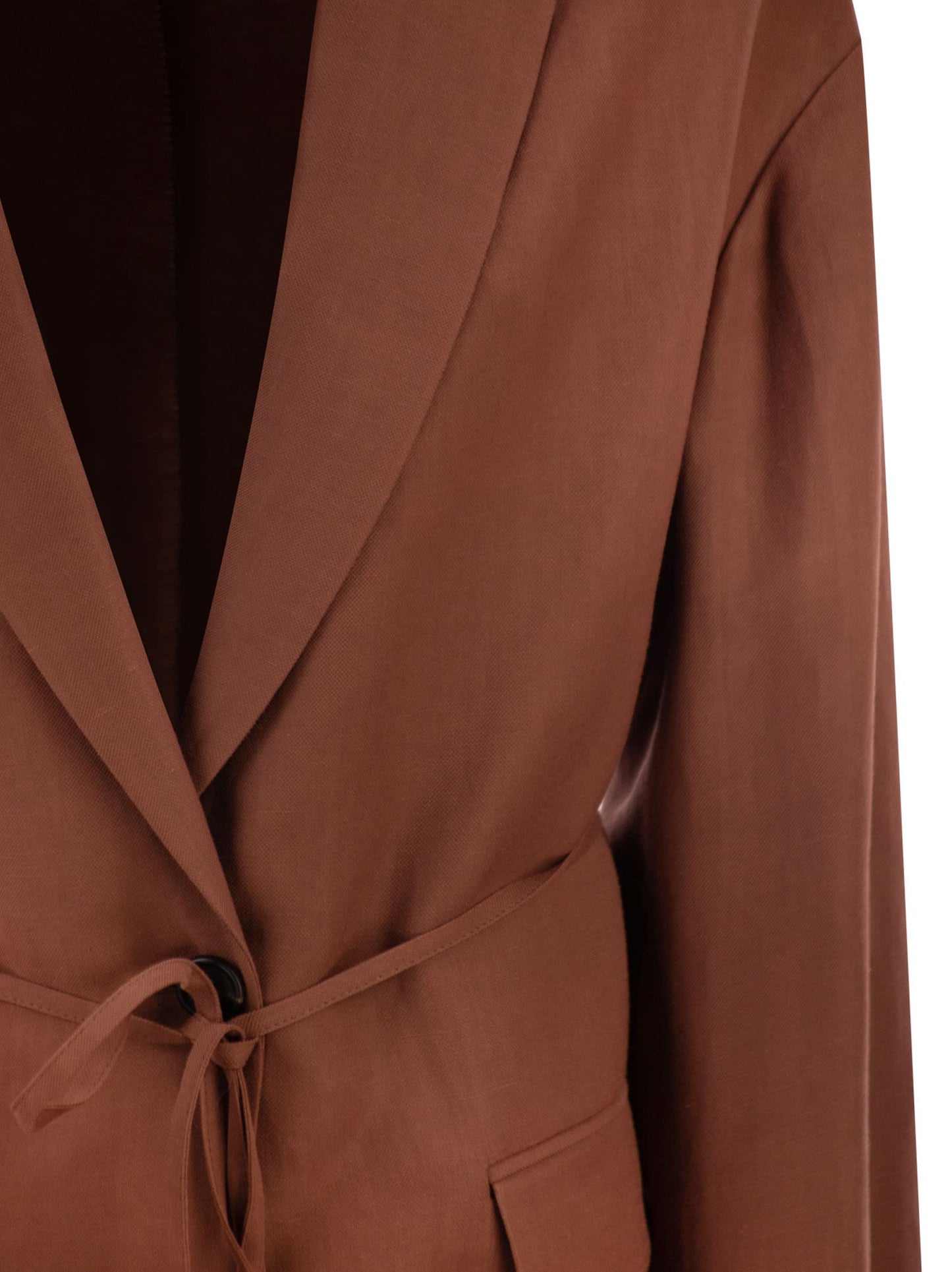 Brunello Cucinelli Women Fluid Viscose And Linen Twill Jacket With Jewellery BRUNELLO CUCINELLI