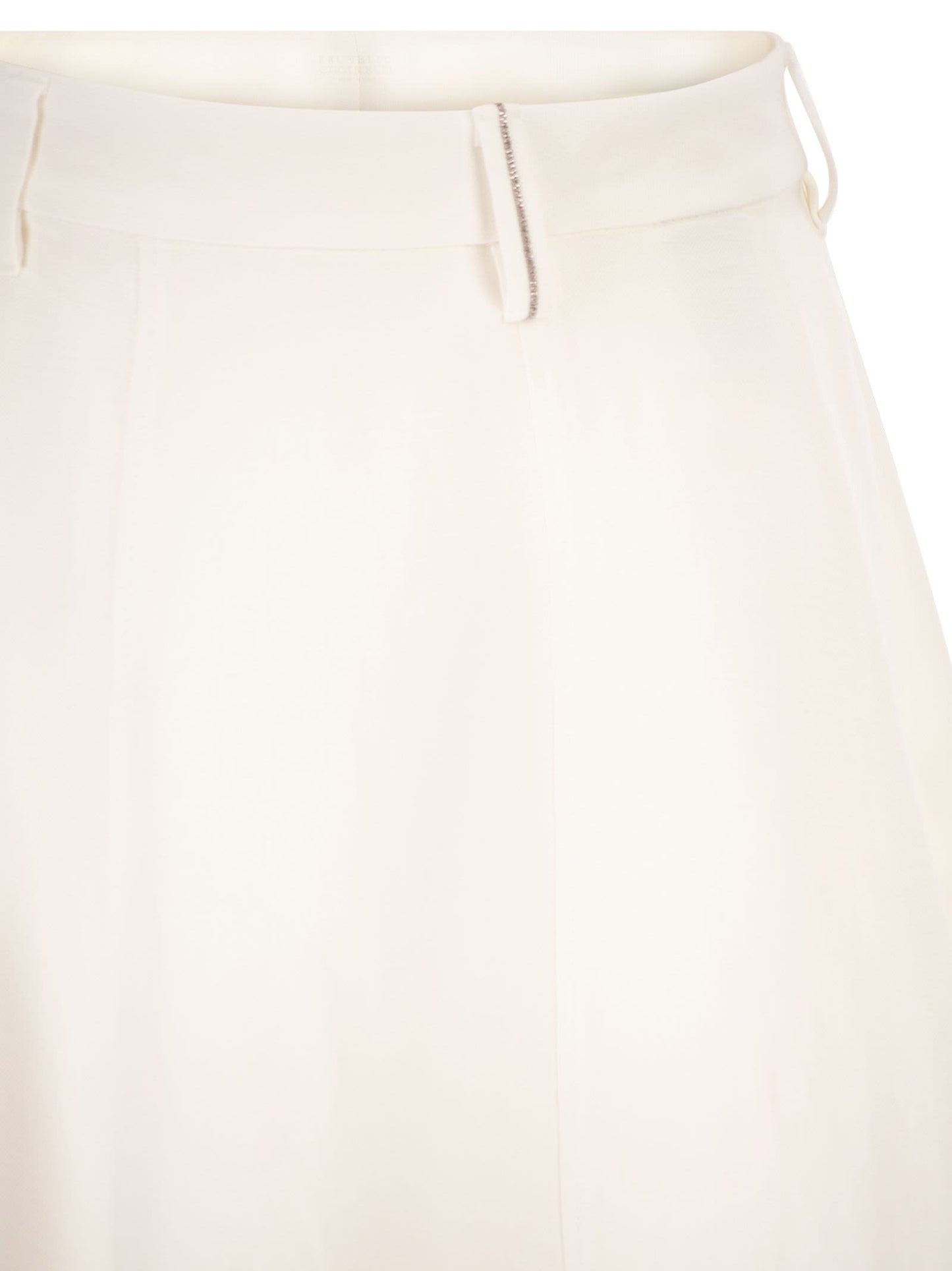 Brunello Cucinelli Women Sartorial Skirt In Fluid Viscose And Linen Twill With Jewellery Detail BRUNELLO CUCINELLI