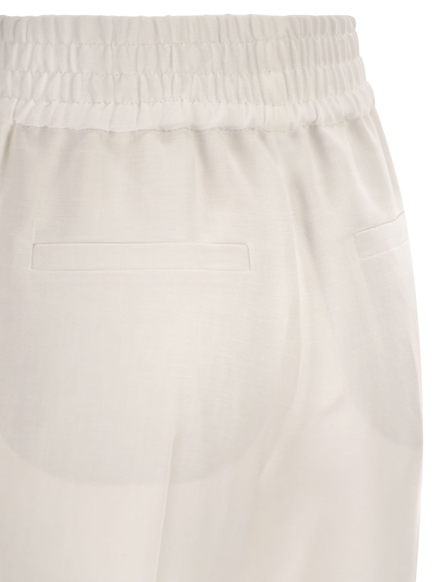 Brunello Cucinelli Women Baggy Pull-Up Trousers In Viscose And Linen Fluid Twill BRUNELLO CUCINELLI