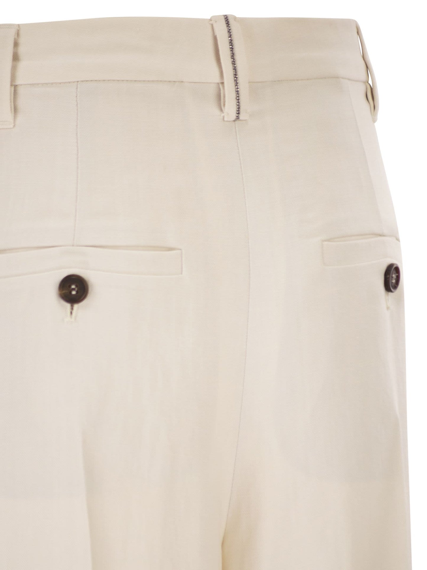 Brunello Cucinelli Women Tailored Trousers In Fluid Viscose And Linen Twill With Double Pleats BRUNELLO CUCINELLI