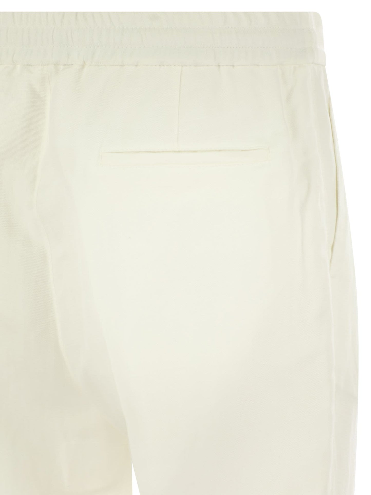 Brunello Cucinelli Men Leisure Fit Trousers In Linen And Cotton Gabardine With Drawstring And Double Darts BRUNELLO CUCINELLI