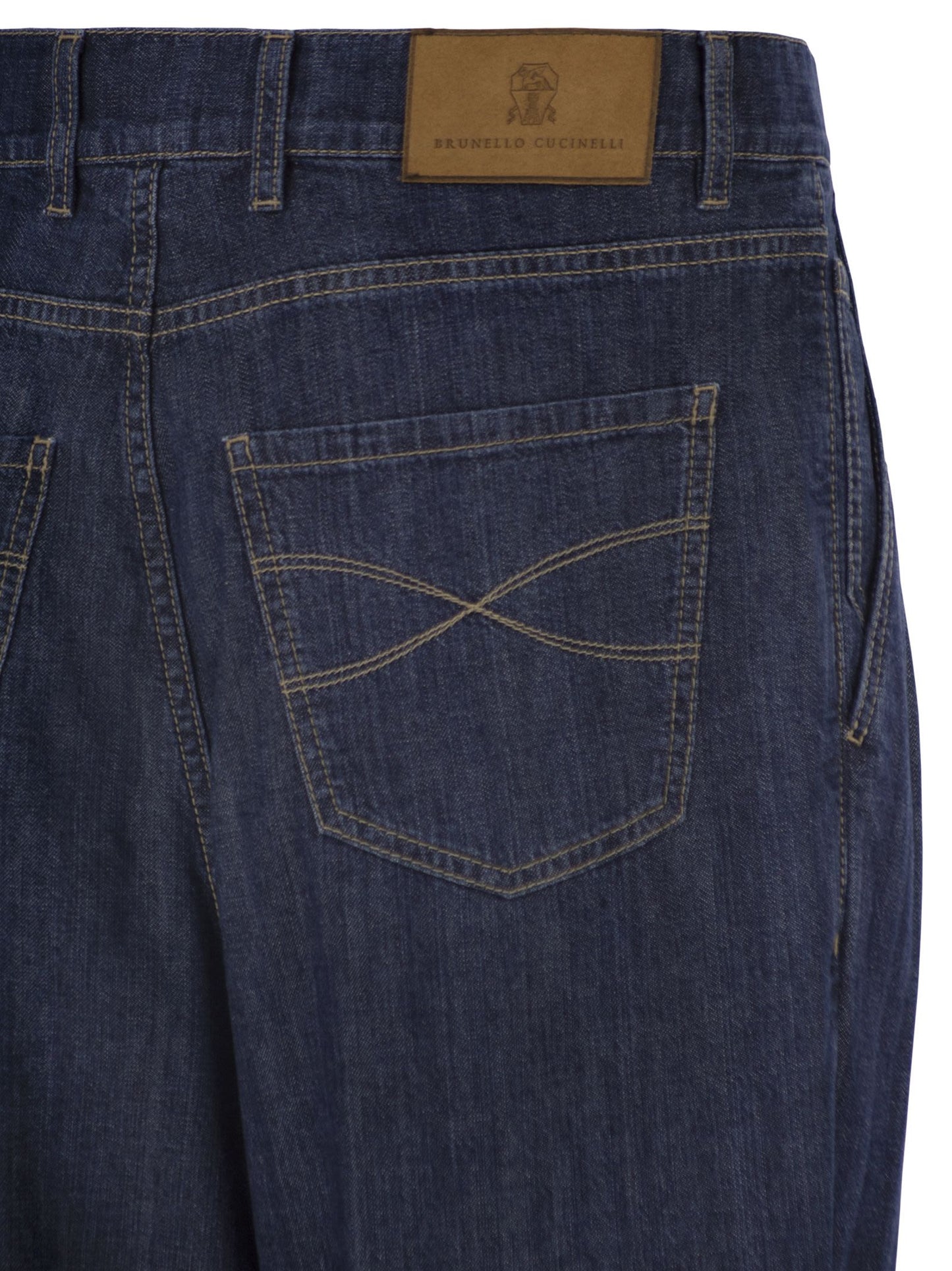 Brunello Cucinelli Men Iconic Fit Five-Pocket Trousers In Lightweight Denim With Double Pleats BRUNELLO CUCINELLI