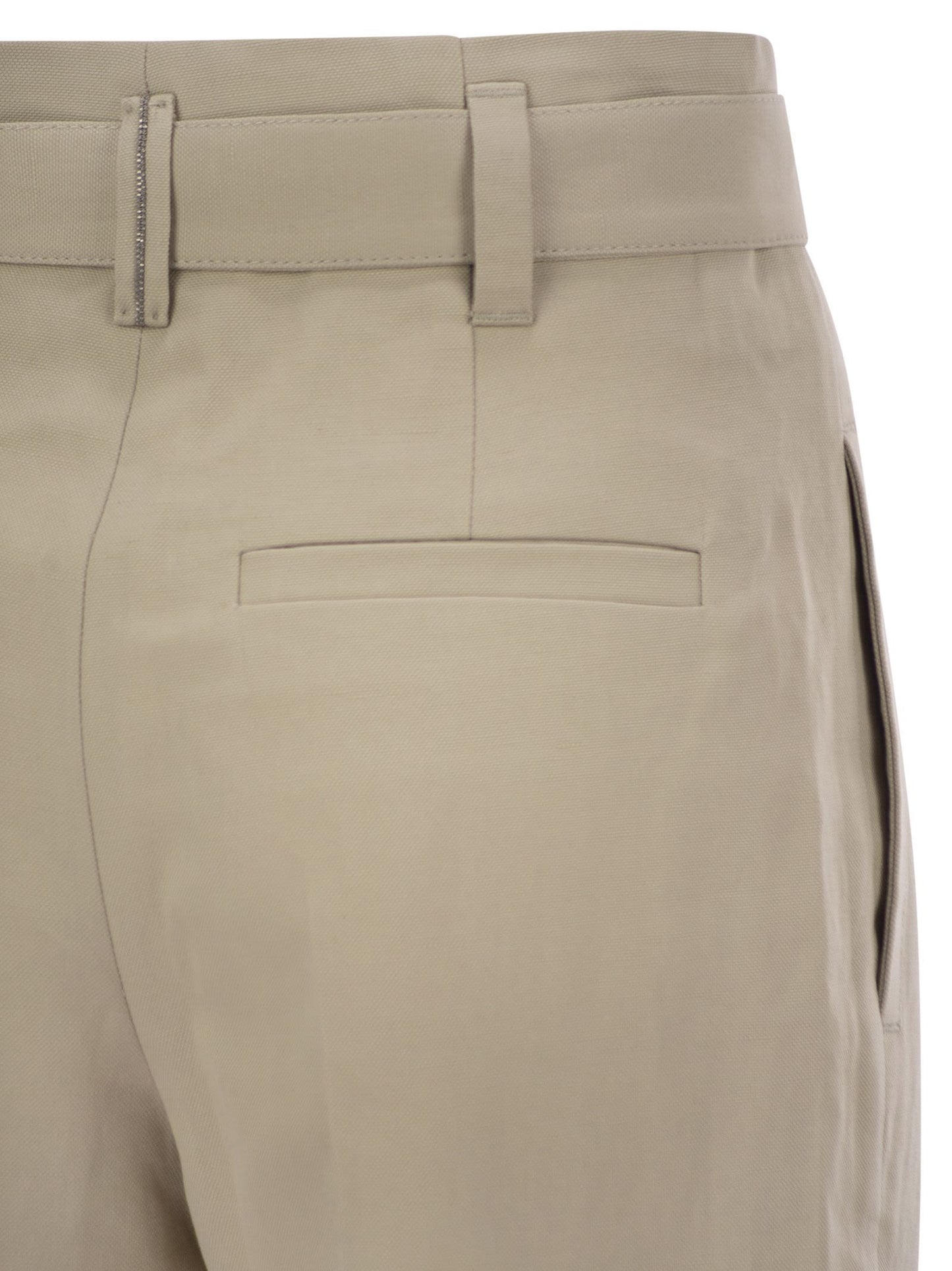 Brunello Cucinelli Women Cotton Linen Canvas Corset Cigarette Trousers With Jewellery BRUNELLO CUCINELLI