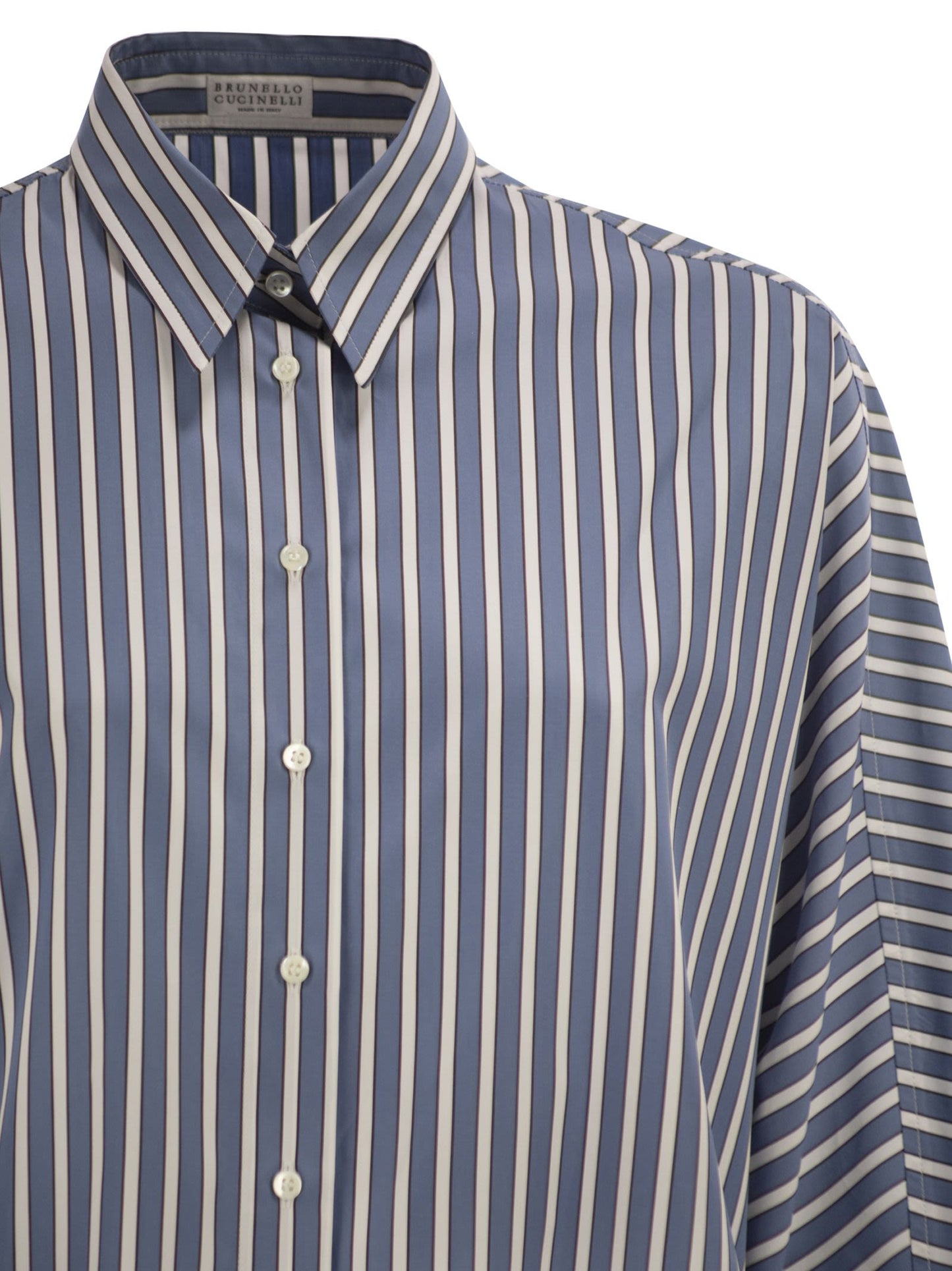 Brunello Cucinelli Women Vertical Striped Cotton Shirt BRUNELLO CUCINELLI