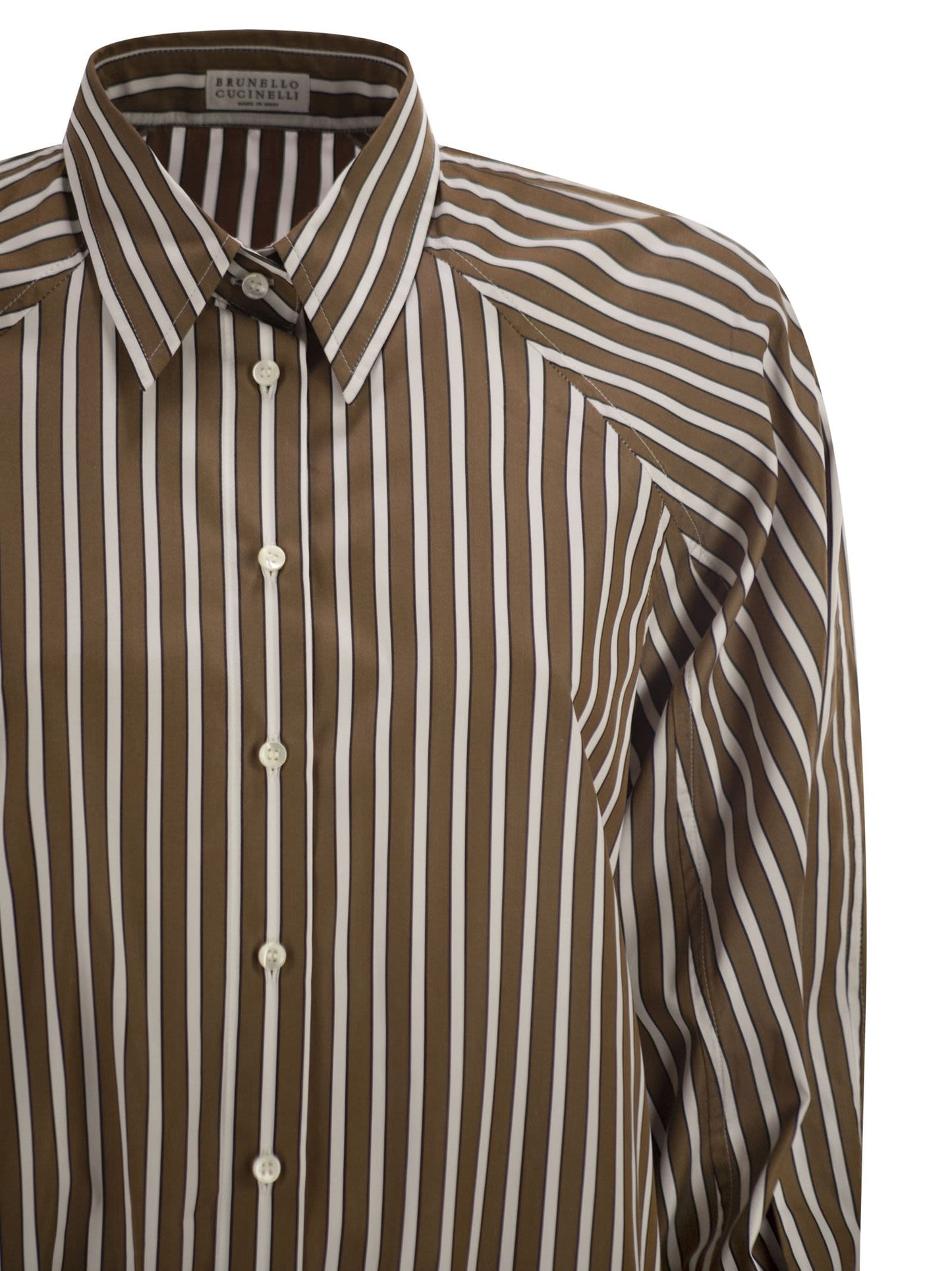 Brunello Cucinelli Women Striped Cotton Shirt With Elasticated Hem BRUNELLO CUCINELLI