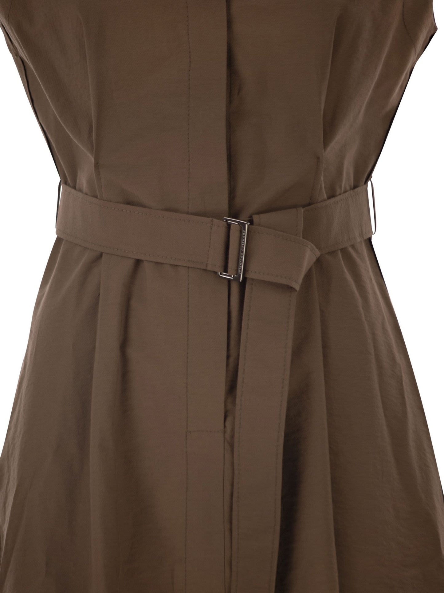 Brunello Cucinelli Women Long Sleeveless Cotton Dress With Belt At The Waist BRUNELLO CUCINELLI