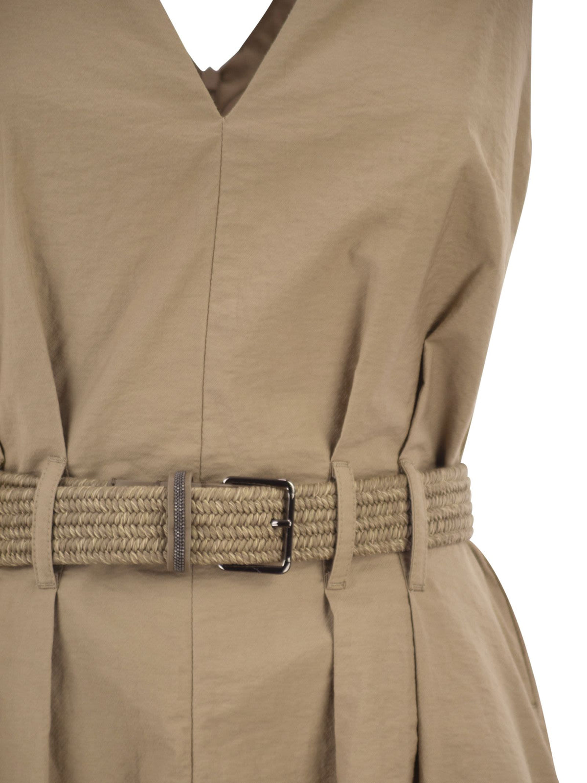 Brunello Cucinelli Women Sleeveless Dress With Braided Belt BRUNELLO CUCINELLI