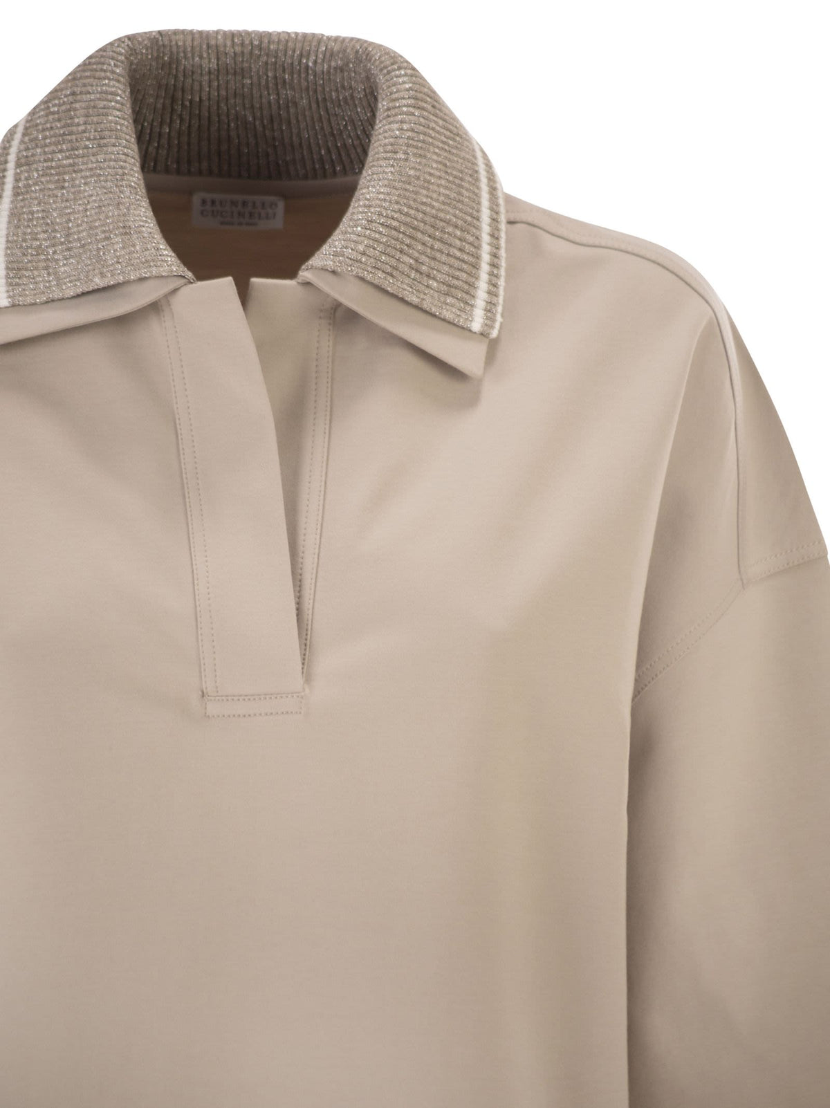 Brunello Cucinelli Women Interlock Couture Polo Shirt With Sparkling Knitted Collar BRUNELLO CUCINELLI