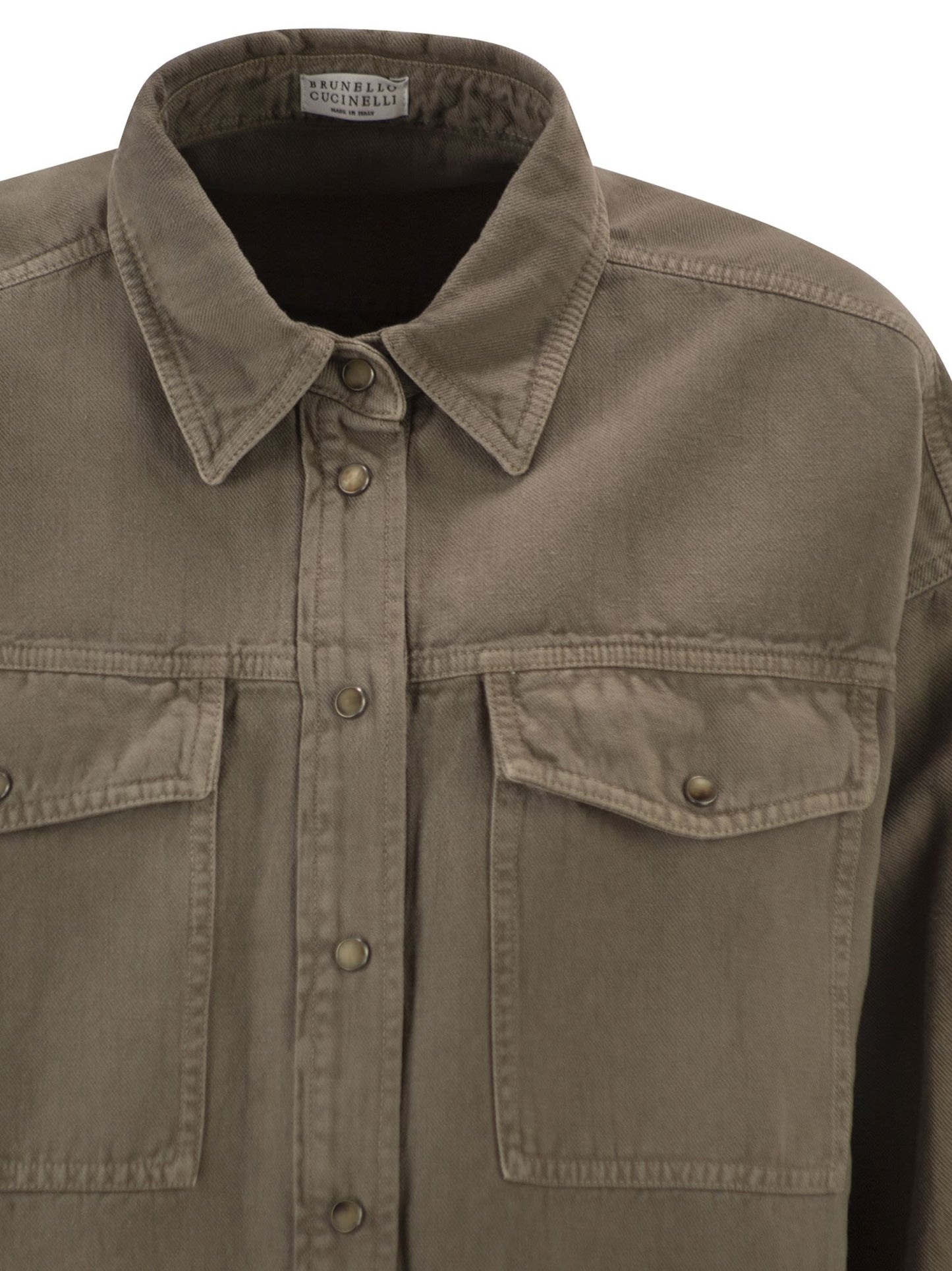 Brunello Cucinelli Women Shirt In Garment-Dyed Cotton And Linen Cover BRUNELLO CUCINELLI