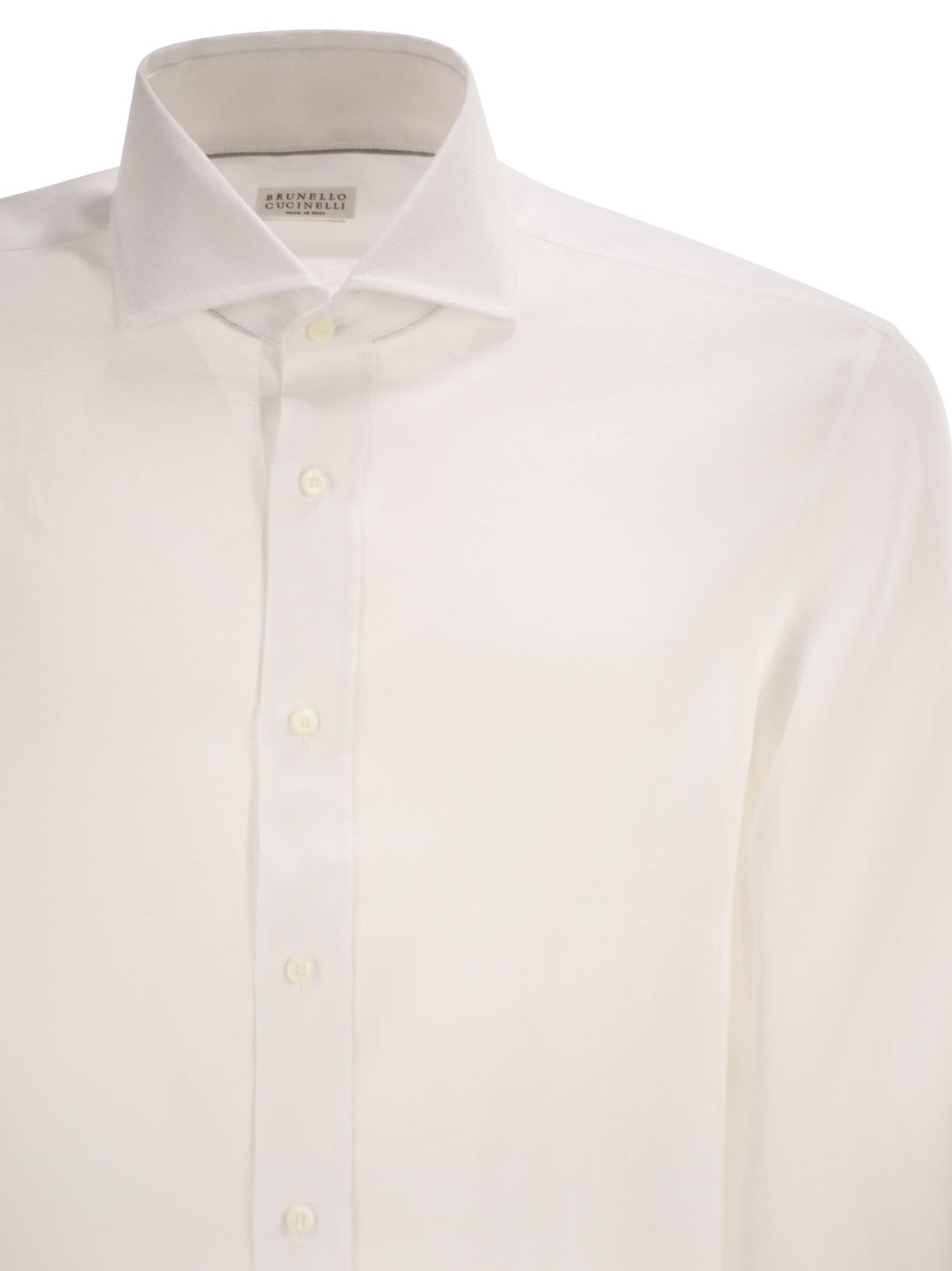 Brunello Cucinelli Men Easy Fit Linen Shirt With French Collar BRUNELLO CUCINELLI