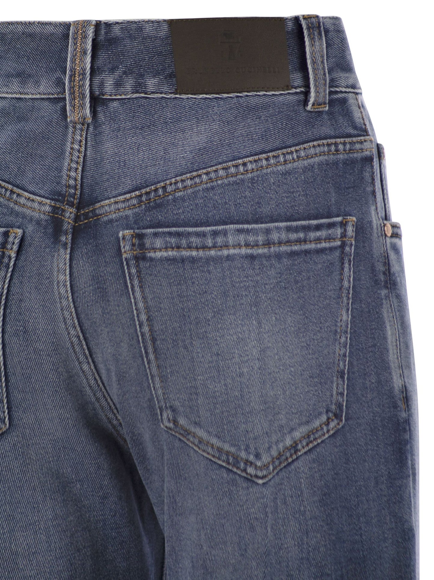 Brunello Cucinelli Women Contemporary Loose Trousers In Comfort Cotton Denim With Jewellery BRUNELLO CUCINELLI