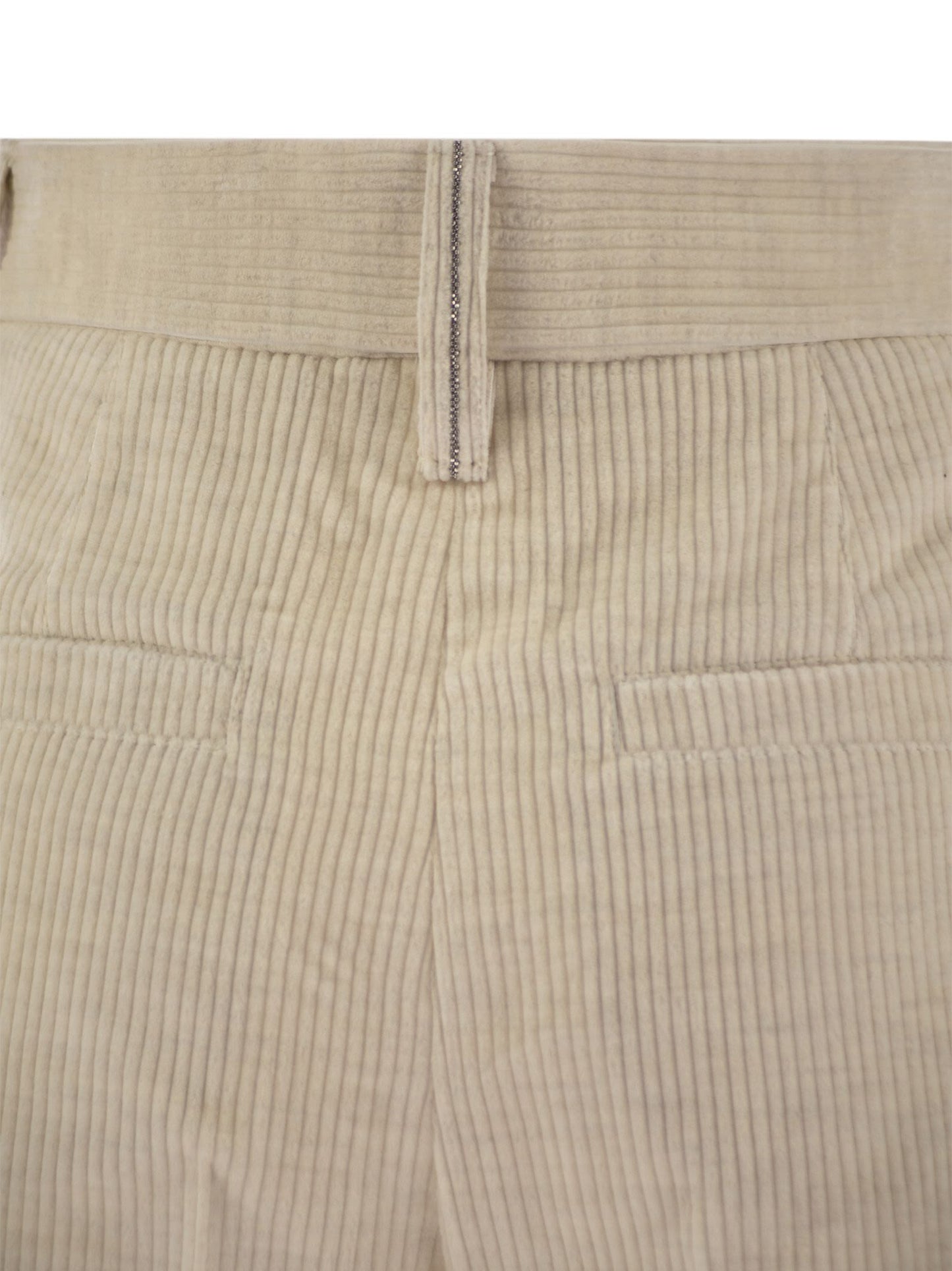 Brunello Cucinelli Women Striped Canvas Trousers In Viscose And Comfort Cotton With Necklace BRUNELLO CUCINELLI