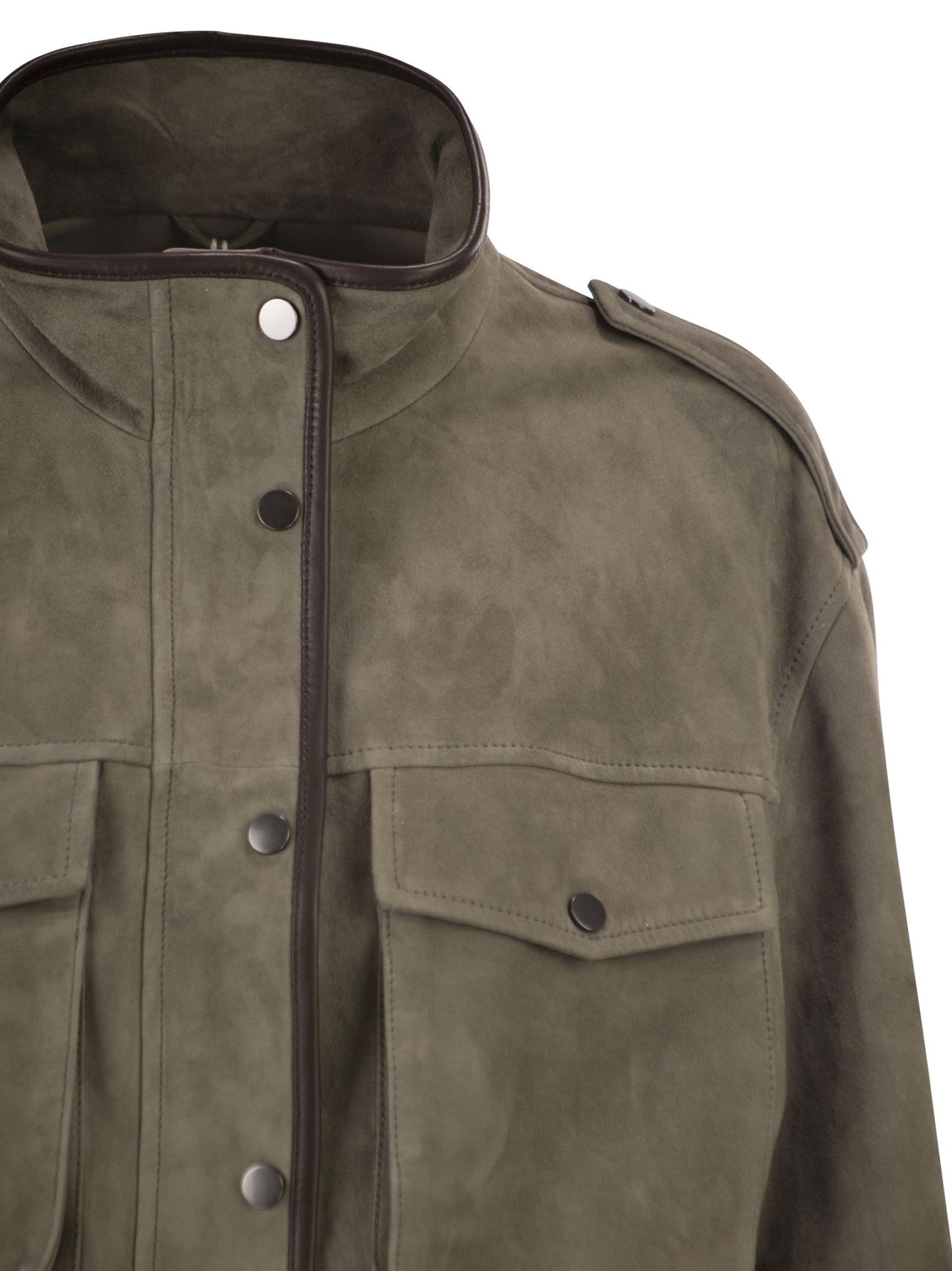 Brunello Cucinelli Women Suede Utility Jacket With Patch Pockets BRUNELLO CUCINELLI