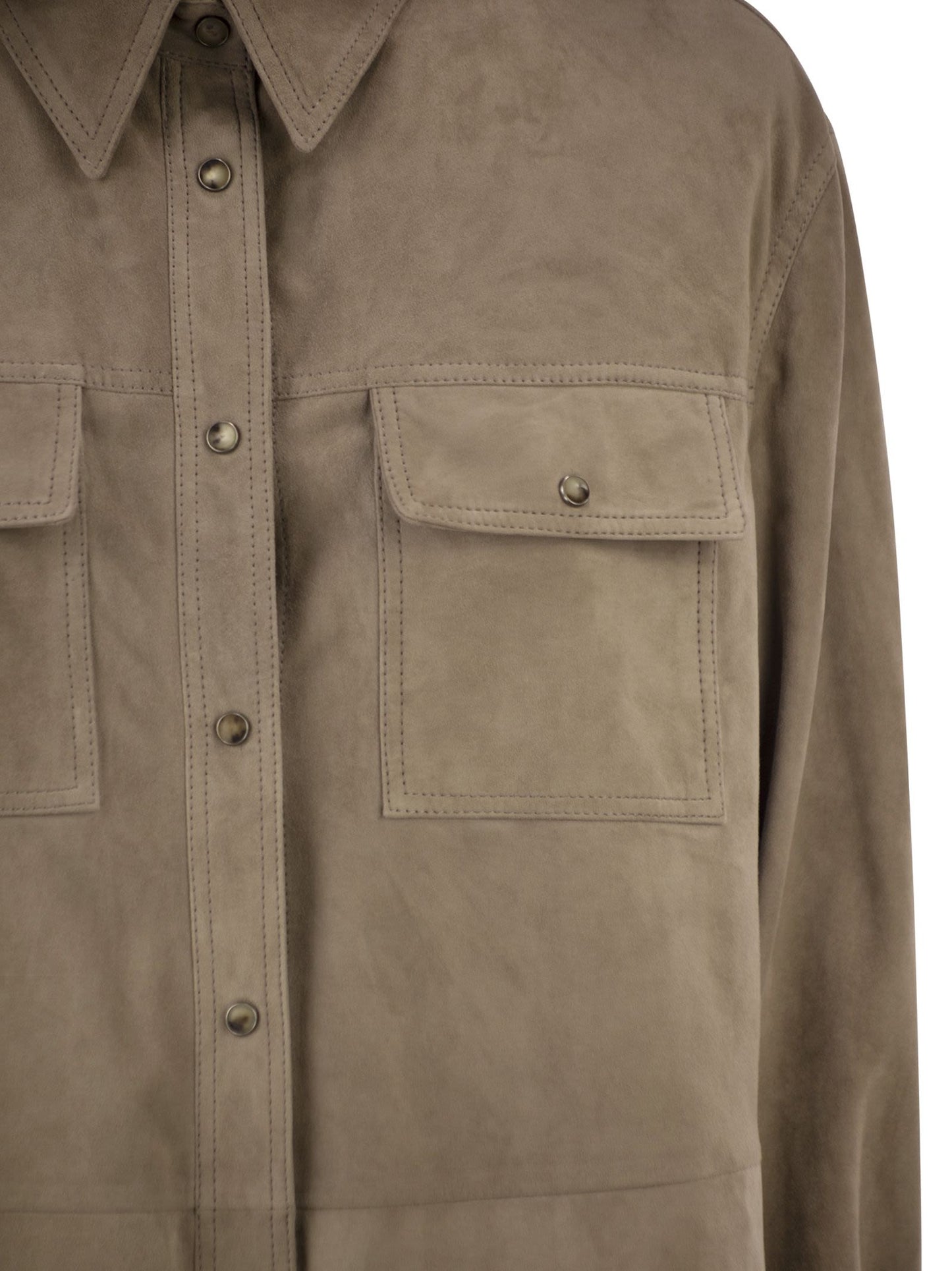 Brunello Cucinelli Women Suede Overshirt With Patch Pockets BRUNELLO CUCINELLI