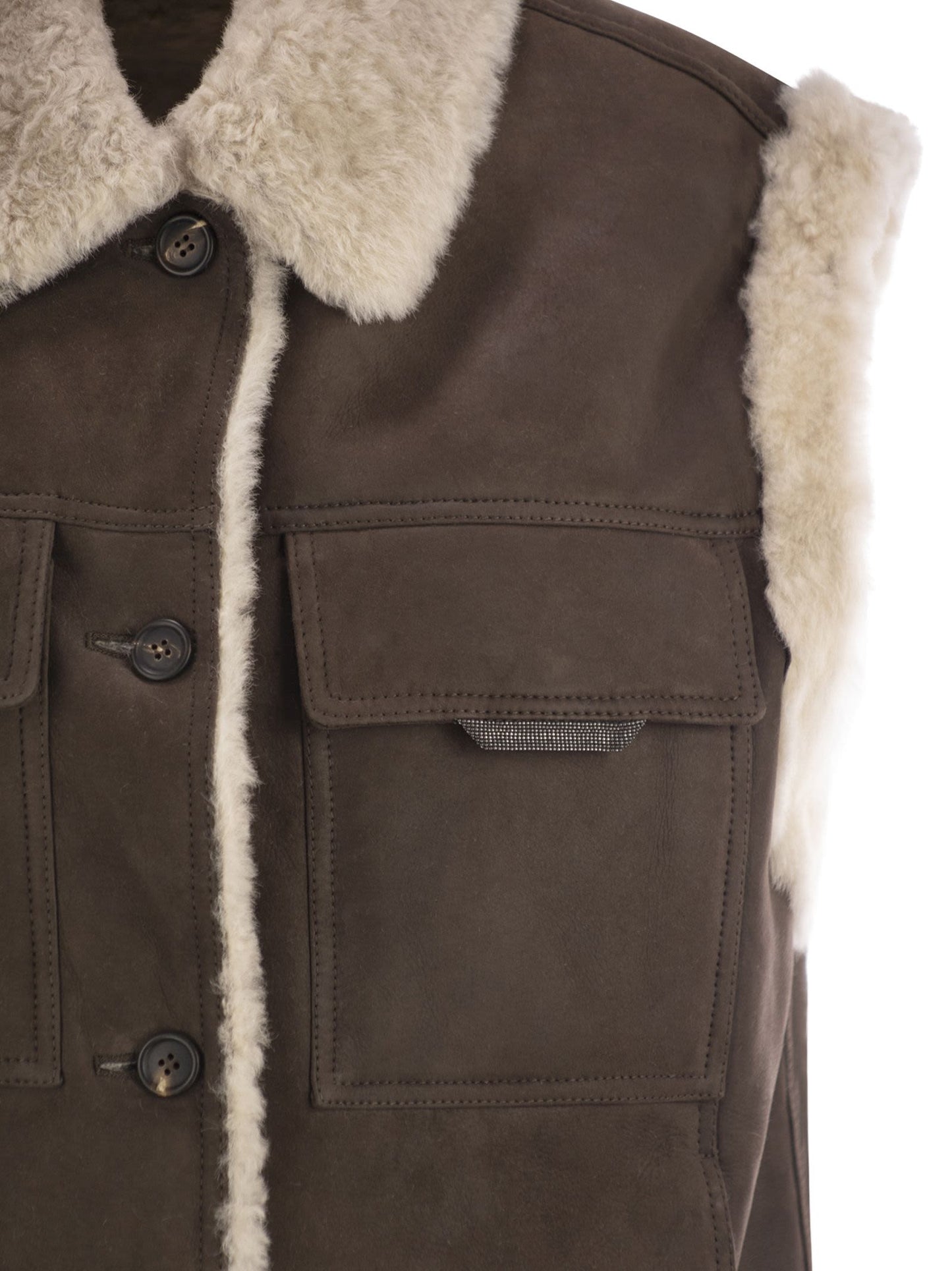 Brunello Cucinelli Women Sleeveless Shearling Outerwear BRUNELLO CUCINELLI