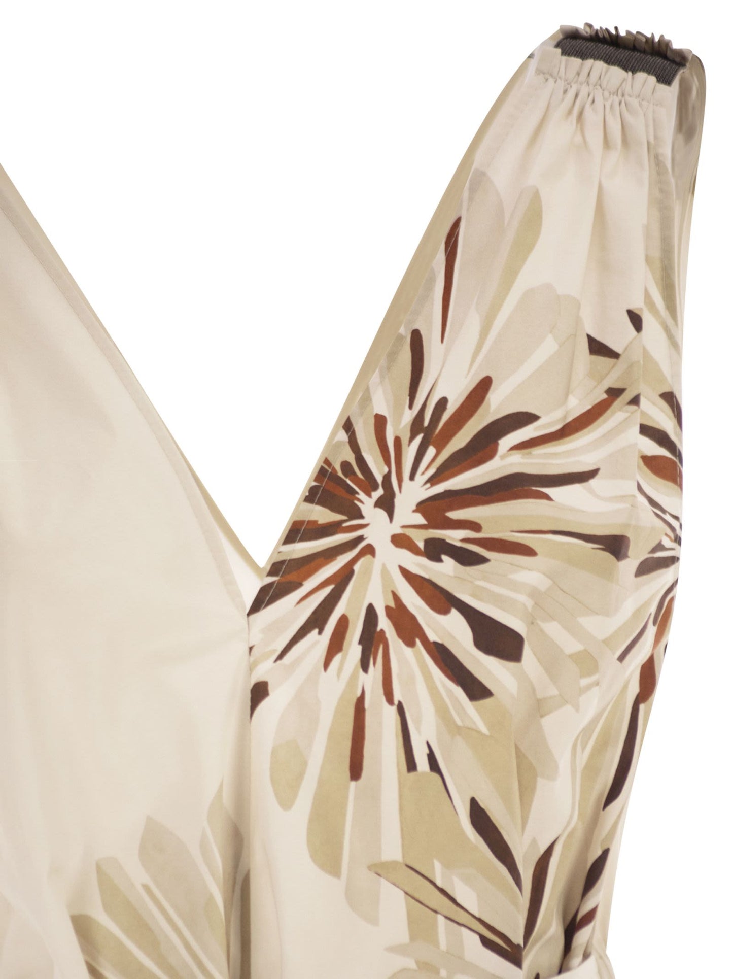Brunello Cucinelli Women Long Cotton Dress With Floral Print And Matching Belt BRUNELLO CUCINELLI