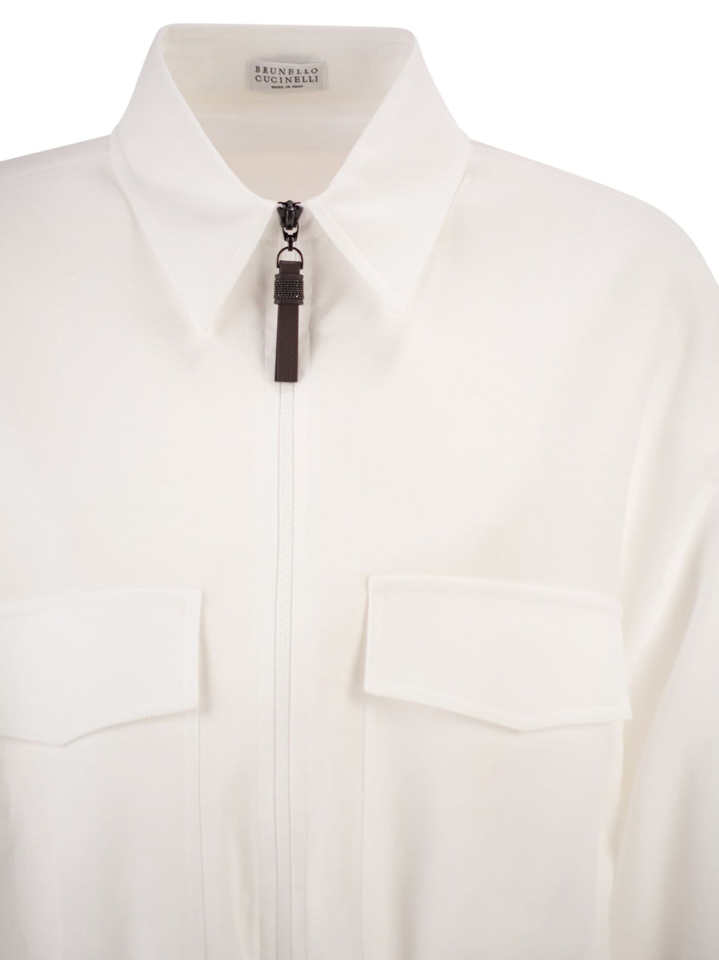 Brunello Cucinelli Women Cotton Canvas Outerwear With Shiny Zip Pull BRUNELLO CUCINELLI