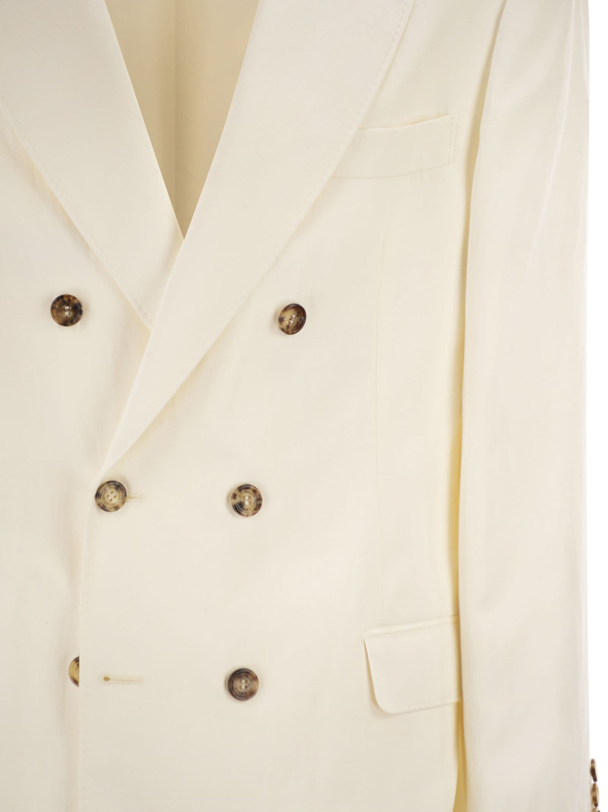 Brunello Cucinelli Men Double-Breasted Jacket In Silk And Linen BRUNELLO CUCINELLI