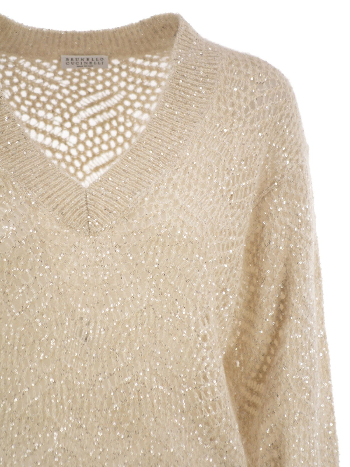 Brunello Cucinelli Women Openwork Mohair Sweater With Sequins BRUNELLO CUCINELLI