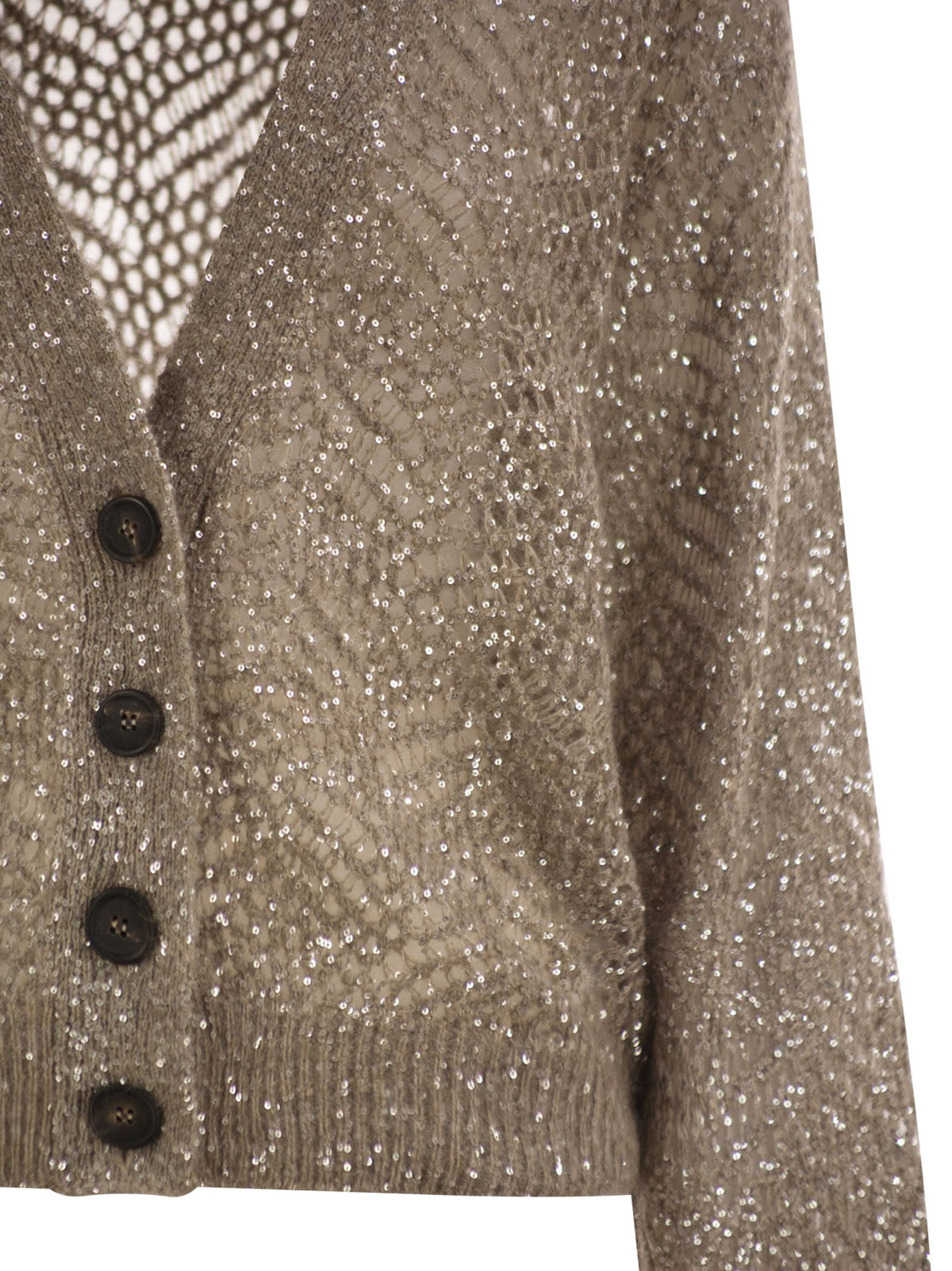Brunello Cucinelli Women Openwork Mohair Cardigan With Sequins BRUNELLO CUCINELLI