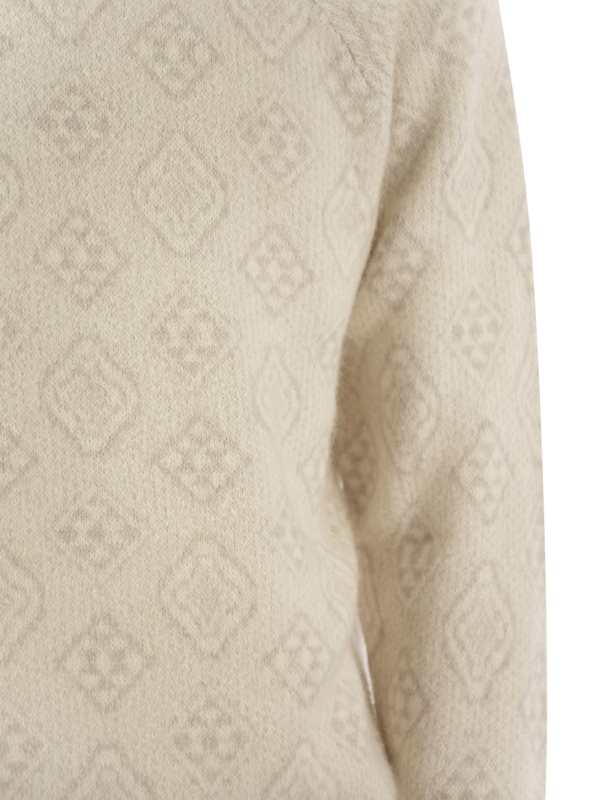 Brunello Cucinelli Men Geometric Jacquard Turtleneck Sweater In Alpaca, Cotton And Wool BRUNELLO CUCINELLI