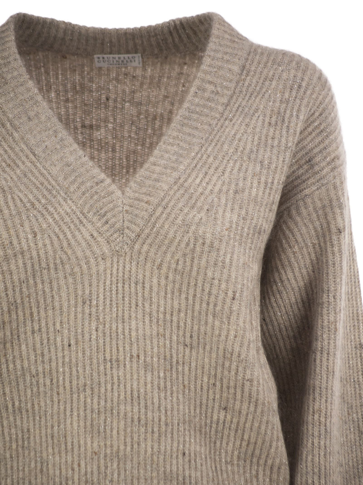 Brunello Cucinelli Women Ribbed Cashmere, Mohair And Wool Jumper With Luminous Yarn BRUNELLO CUCINELLI