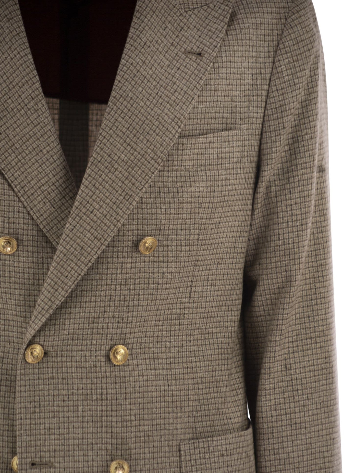 Brunello Cucinelli Men One-And-A-Half Breasted Deconstructed Jacket In Checked Flannel BRUNELLO CUCINELLI