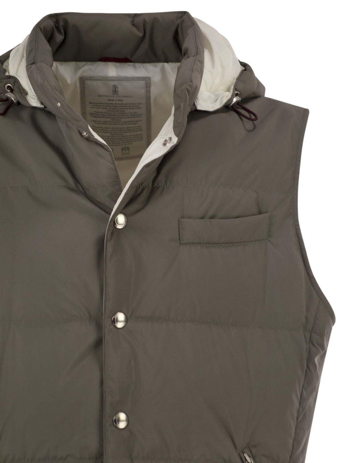 Brunello Cucinelli Men Padded Hooded Gilet In Technical Fabric BRUNELLO CUCINELLI