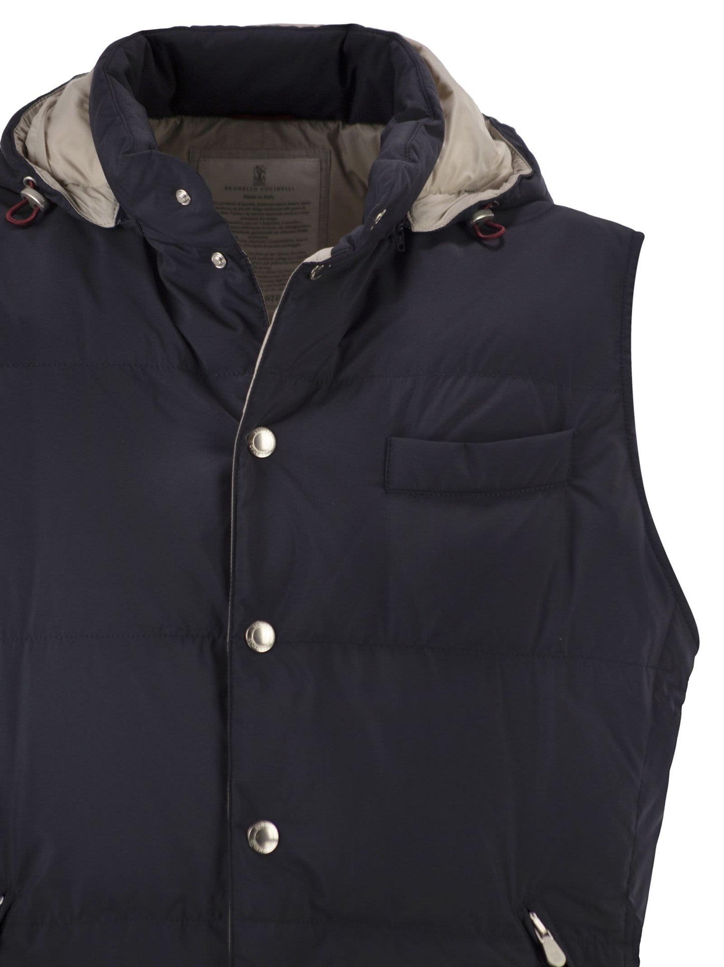 Brunello Cucinelli Men Padded Hooded Gilet In Technical Fabric BRUNELLO CUCINELLI