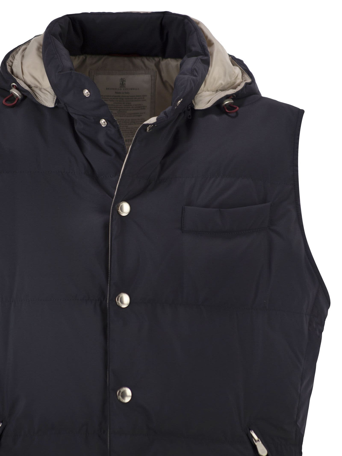 Brunello Cucinelli Men Padded Hooded Gilet In Technical Fabric BRUNELLO CUCINELLI