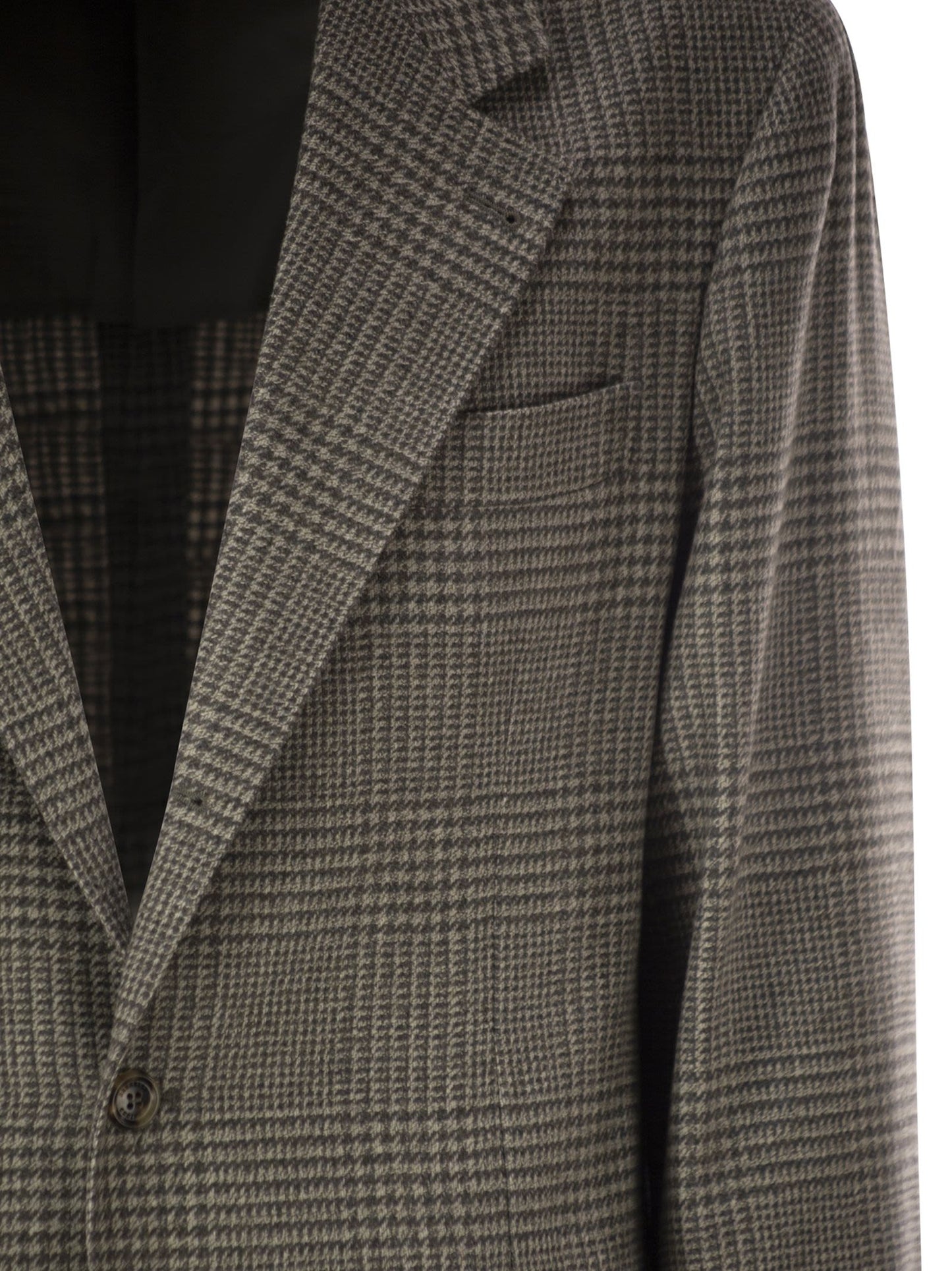 Brunello Cucinelli Men Prince Of Wales Wool And Cashmere Blazer With Tailored Construction BRUNELLO CUCINELLI